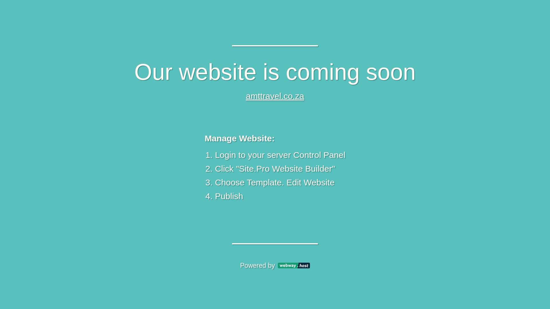 website screenshot of https://amttravel.co.za/