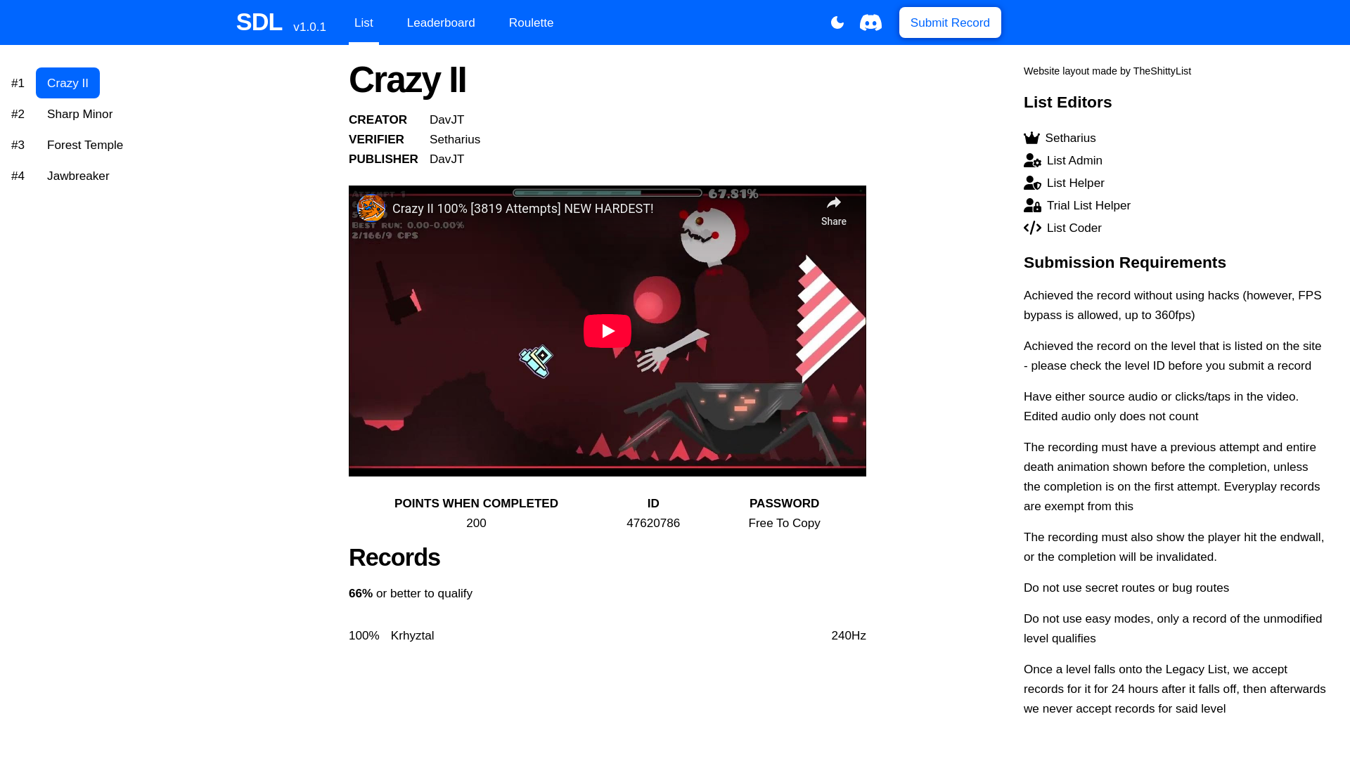 website screenshot of https://sethariusdemonlist.pages.dev/