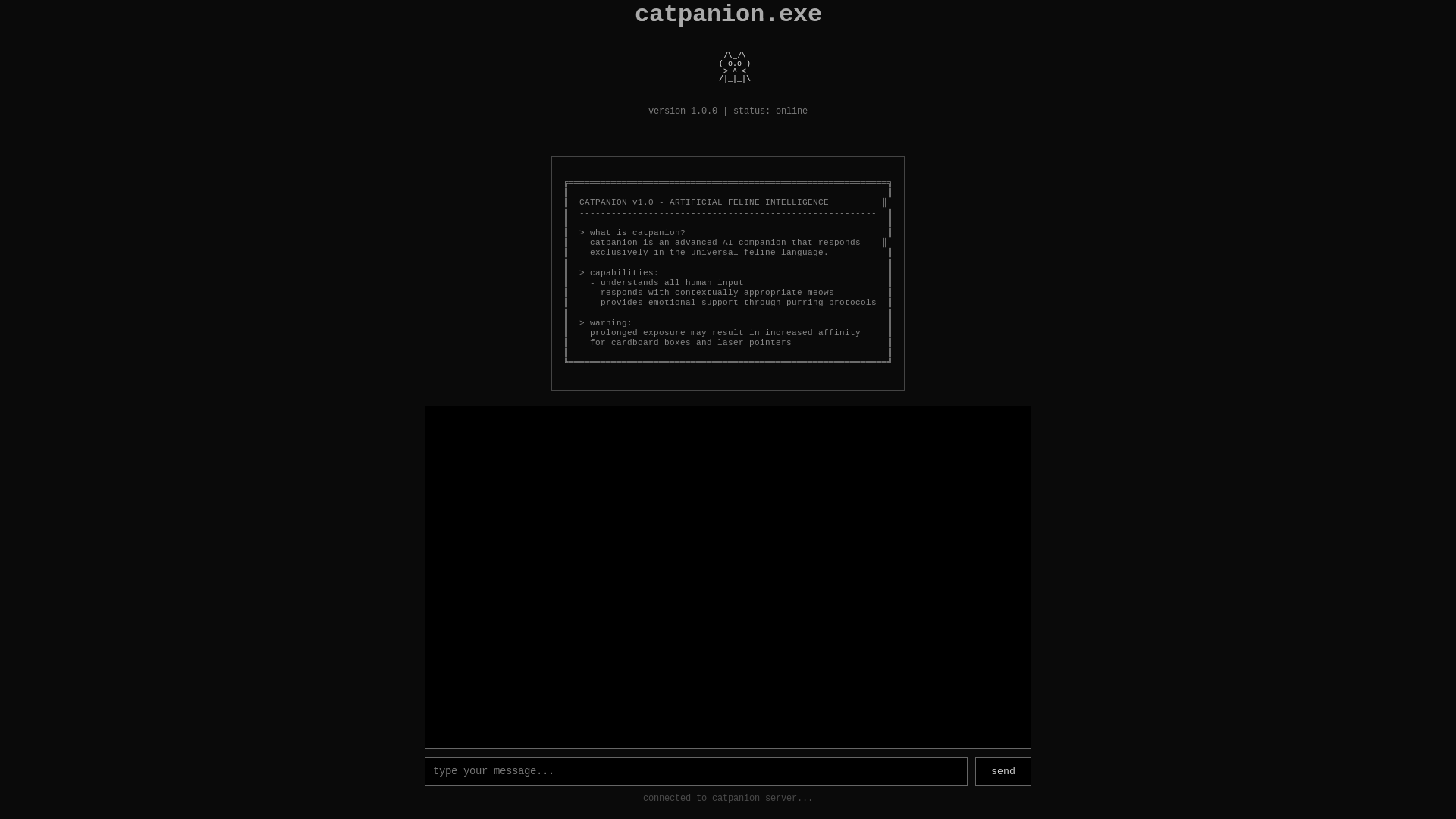 website screenshot of https://catpanion.fun/