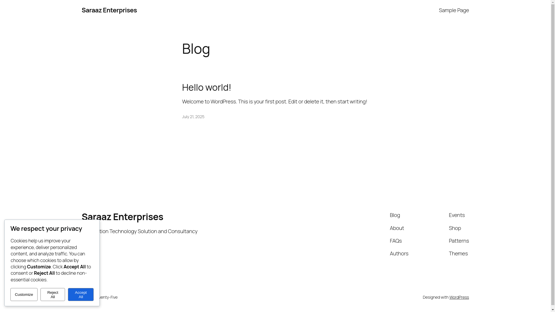 website screenshot of https://saraaz.pk/