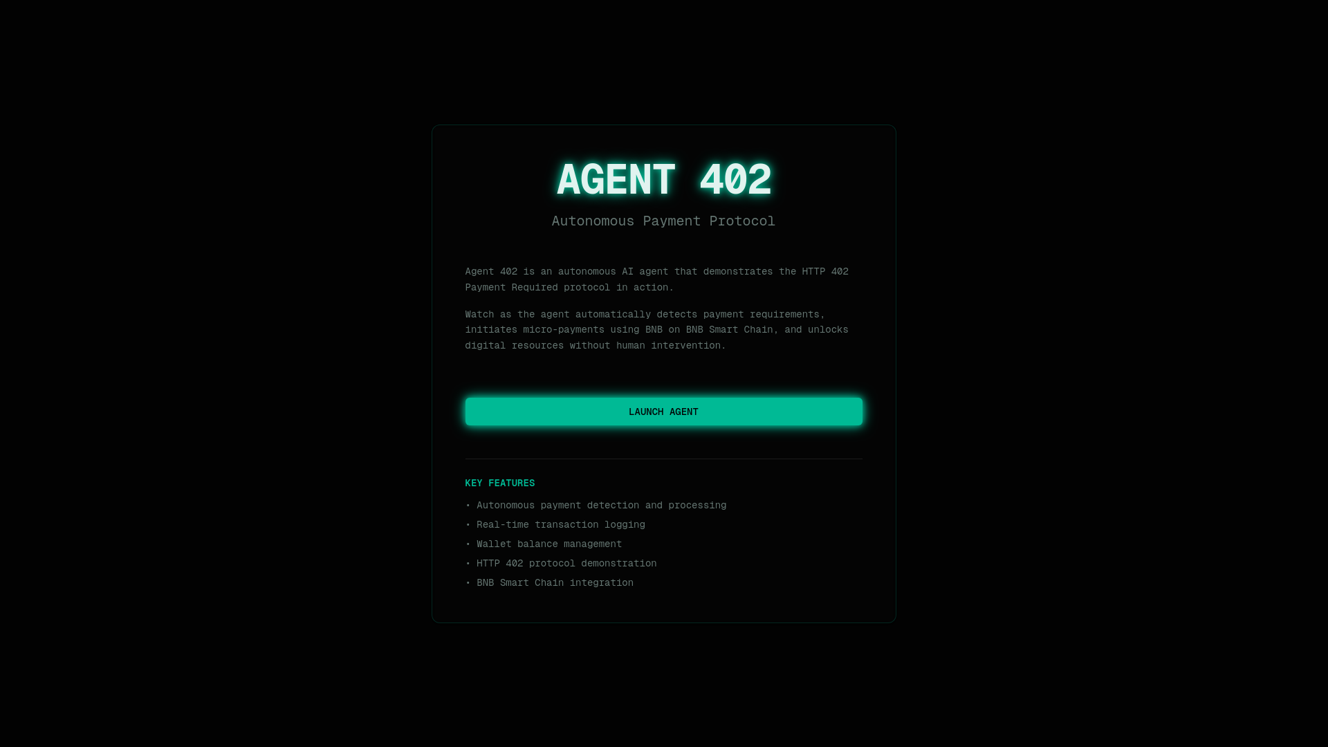 website screenshot of https://agent402.skin/