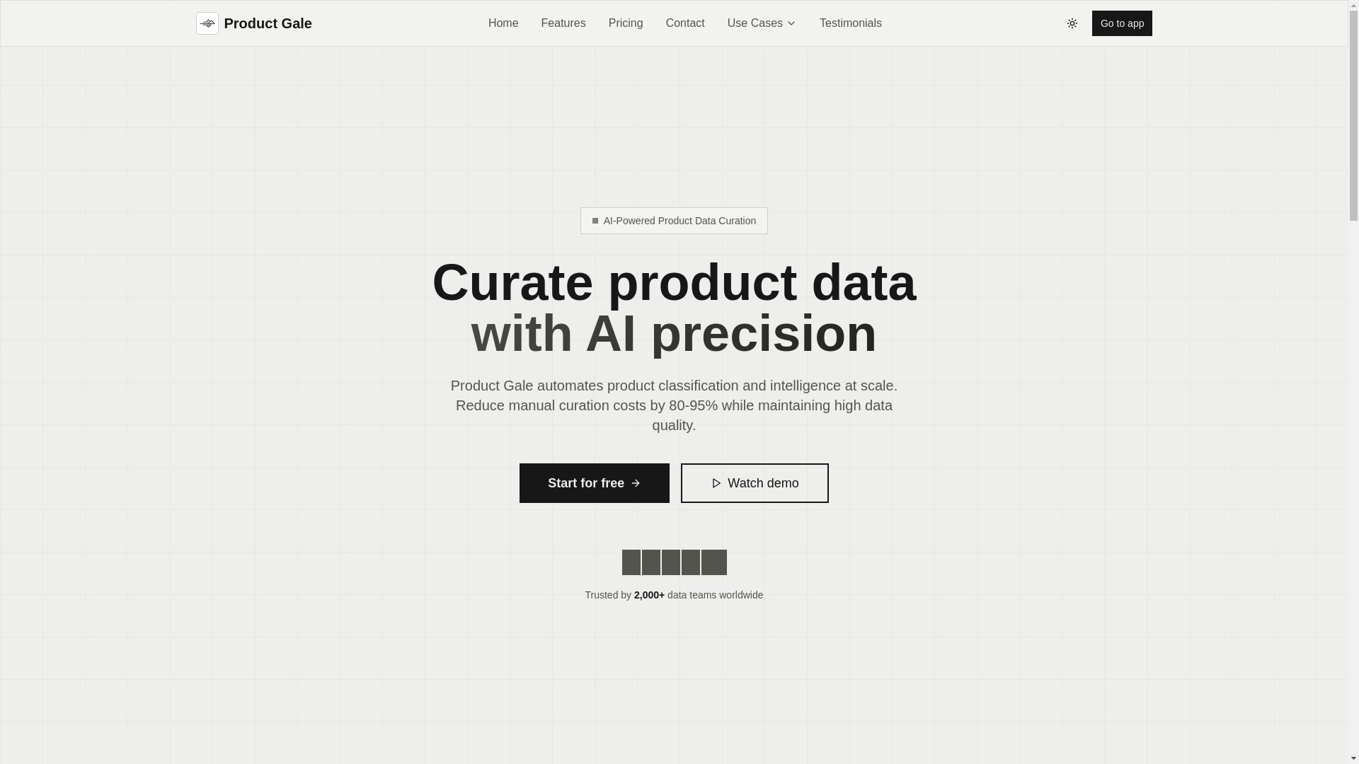 website screenshot of https://productgale.com/