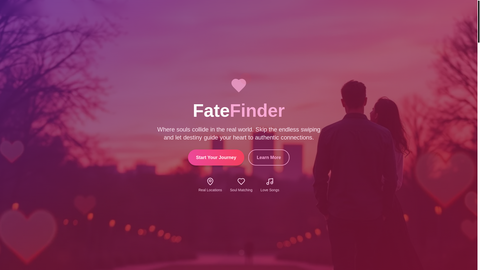 website screenshot of https://fatefinderapp.com/