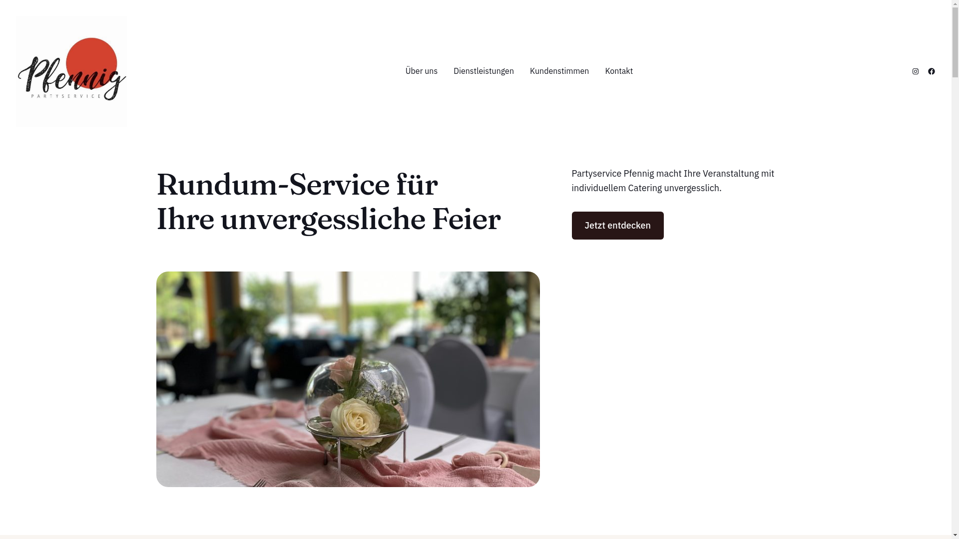 website screenshot of https://partyservicepfennig.de/