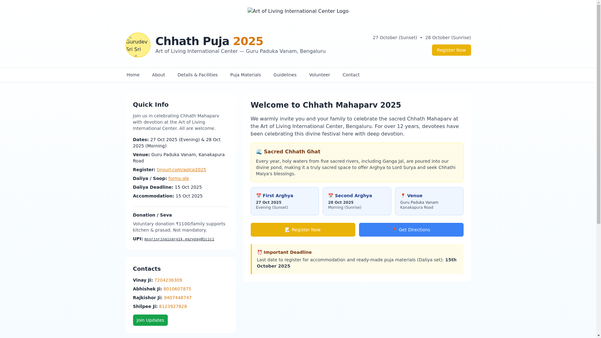 website screenshot of https://chhathartoflivingblr.pages.dev/