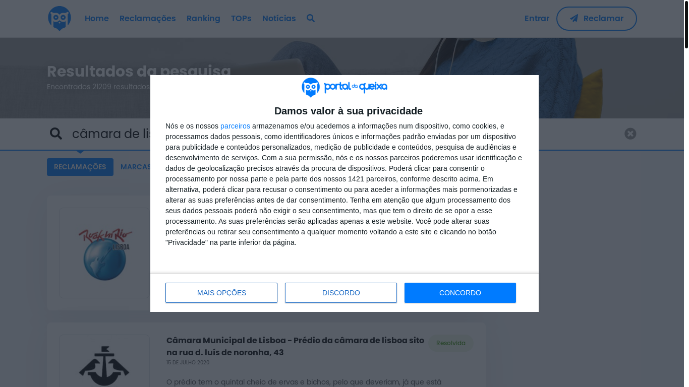 website screenshot of https://portaldaqueixa.com/search/complaints/?q=c%C3%A2mara%20de%20lisboa