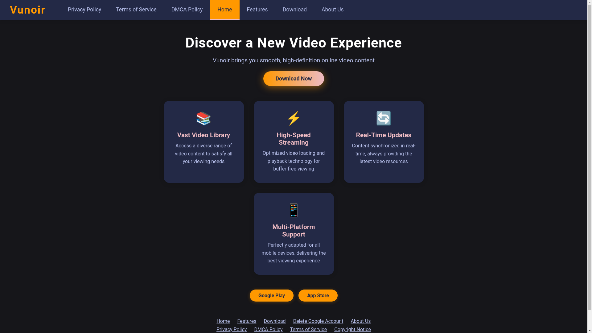 website screenshot of https://vunoir.cc/