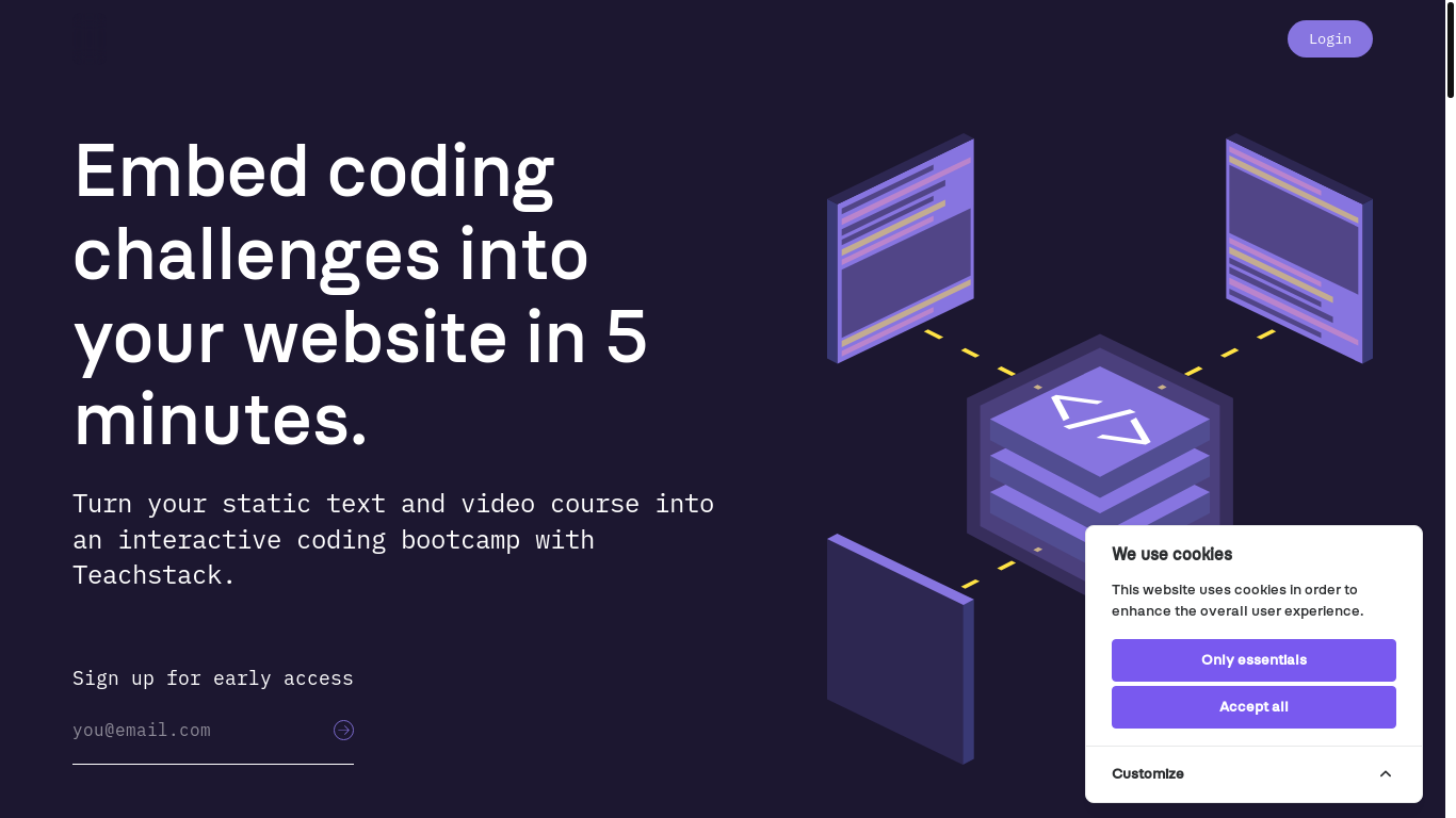 website screenshot of https://teachstack.app/