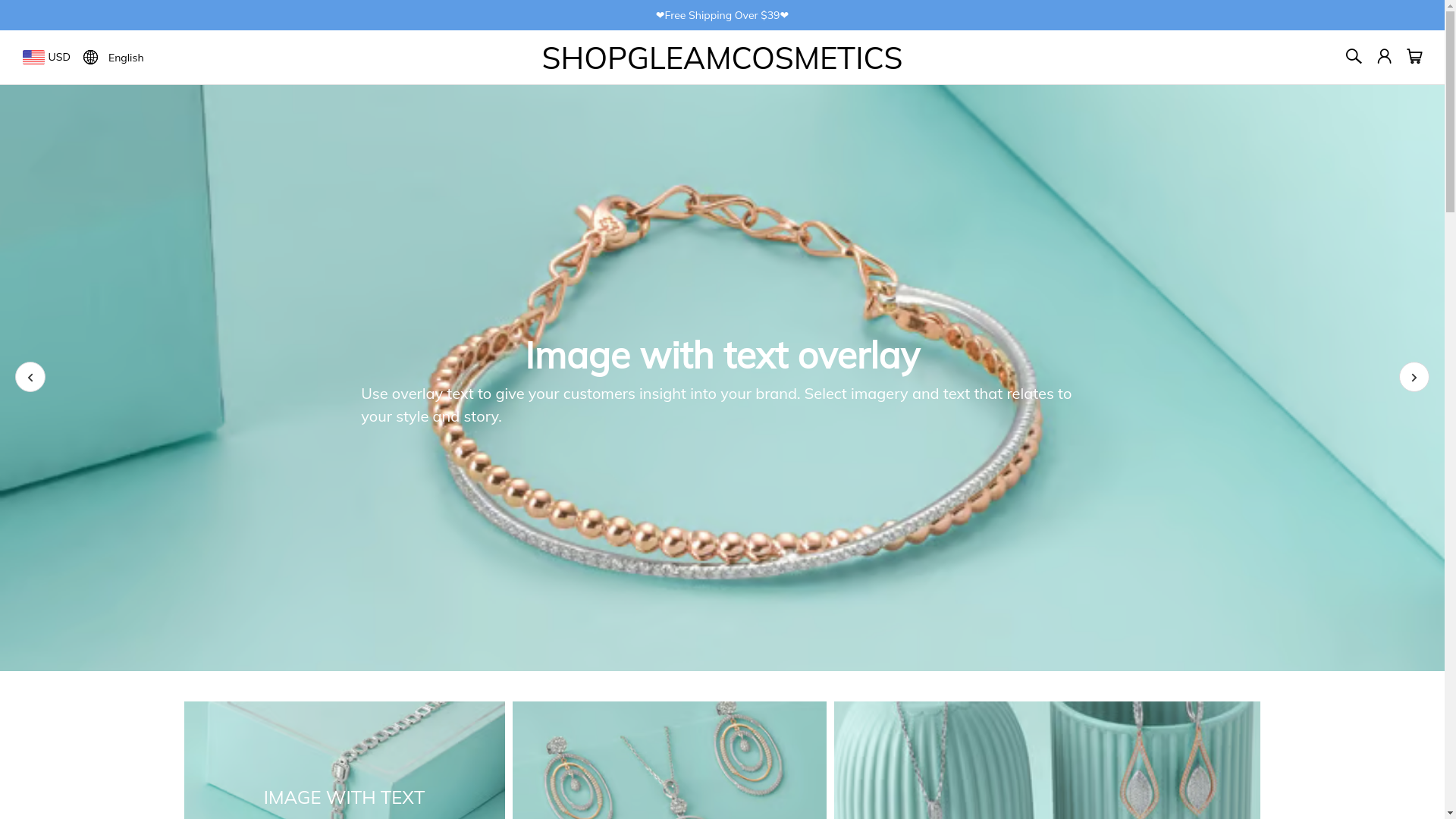 website screenshot of http://www.shopgleamcosmetics.com/