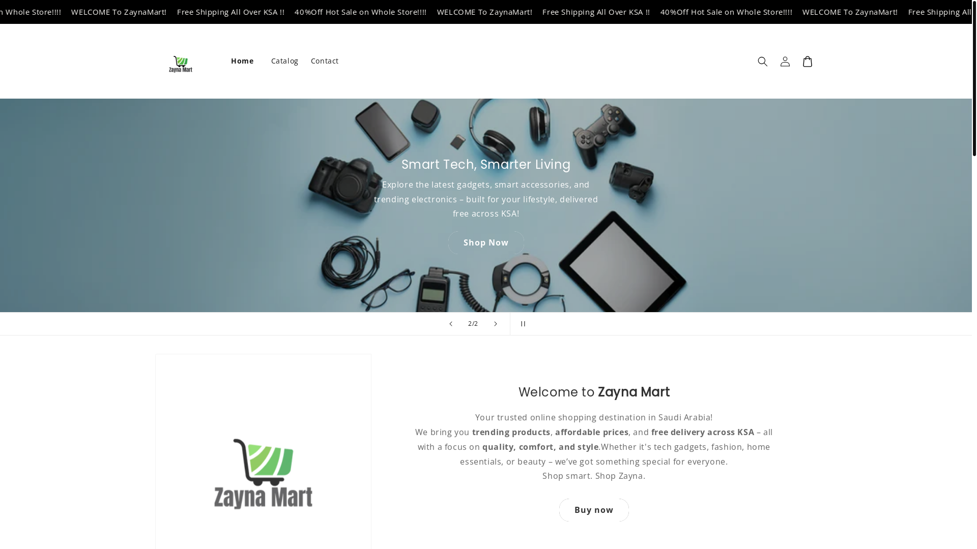 website screenshot of https://zaynakart.store/