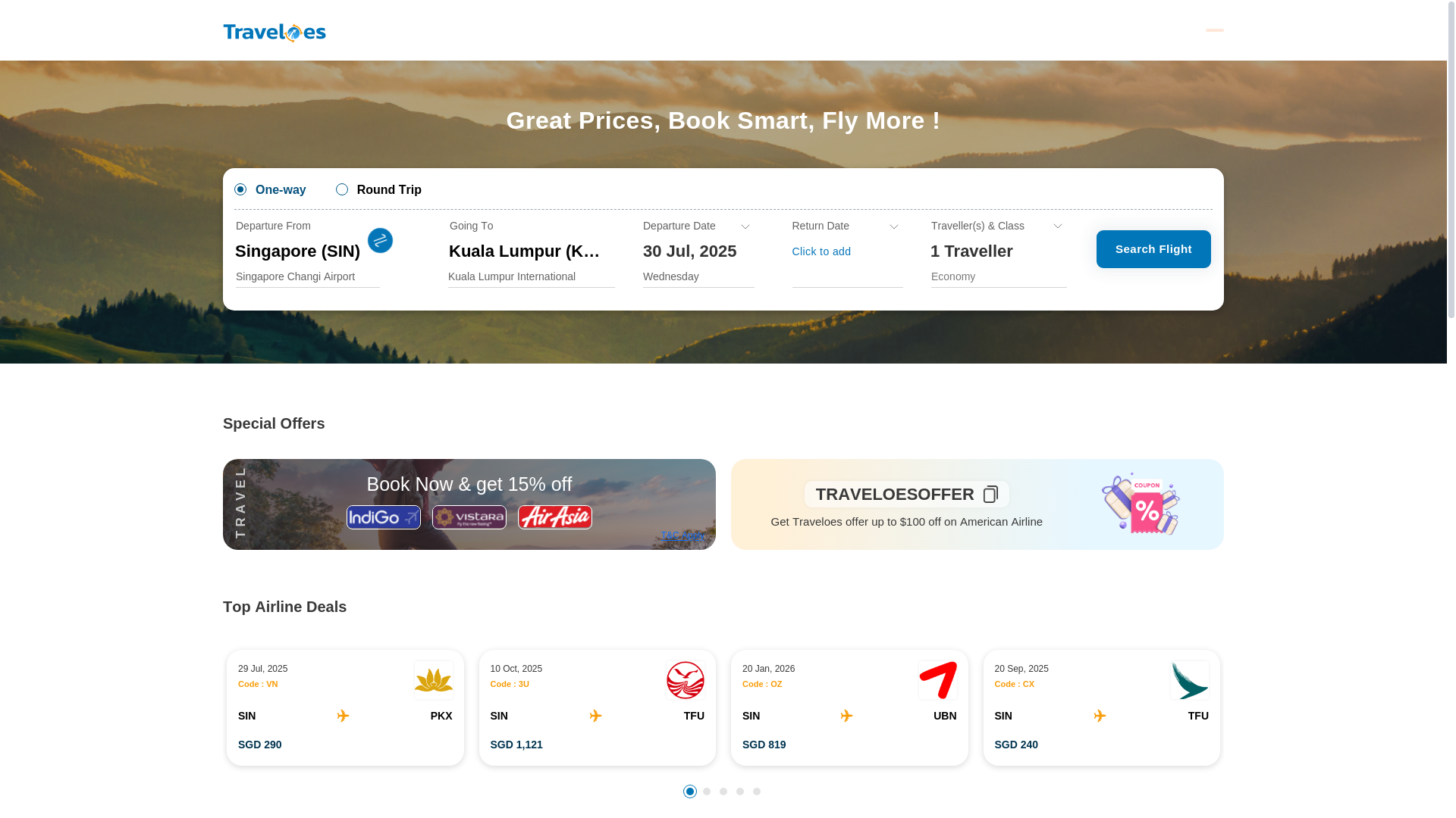 website screenshot of https://traveloes.com.sg/