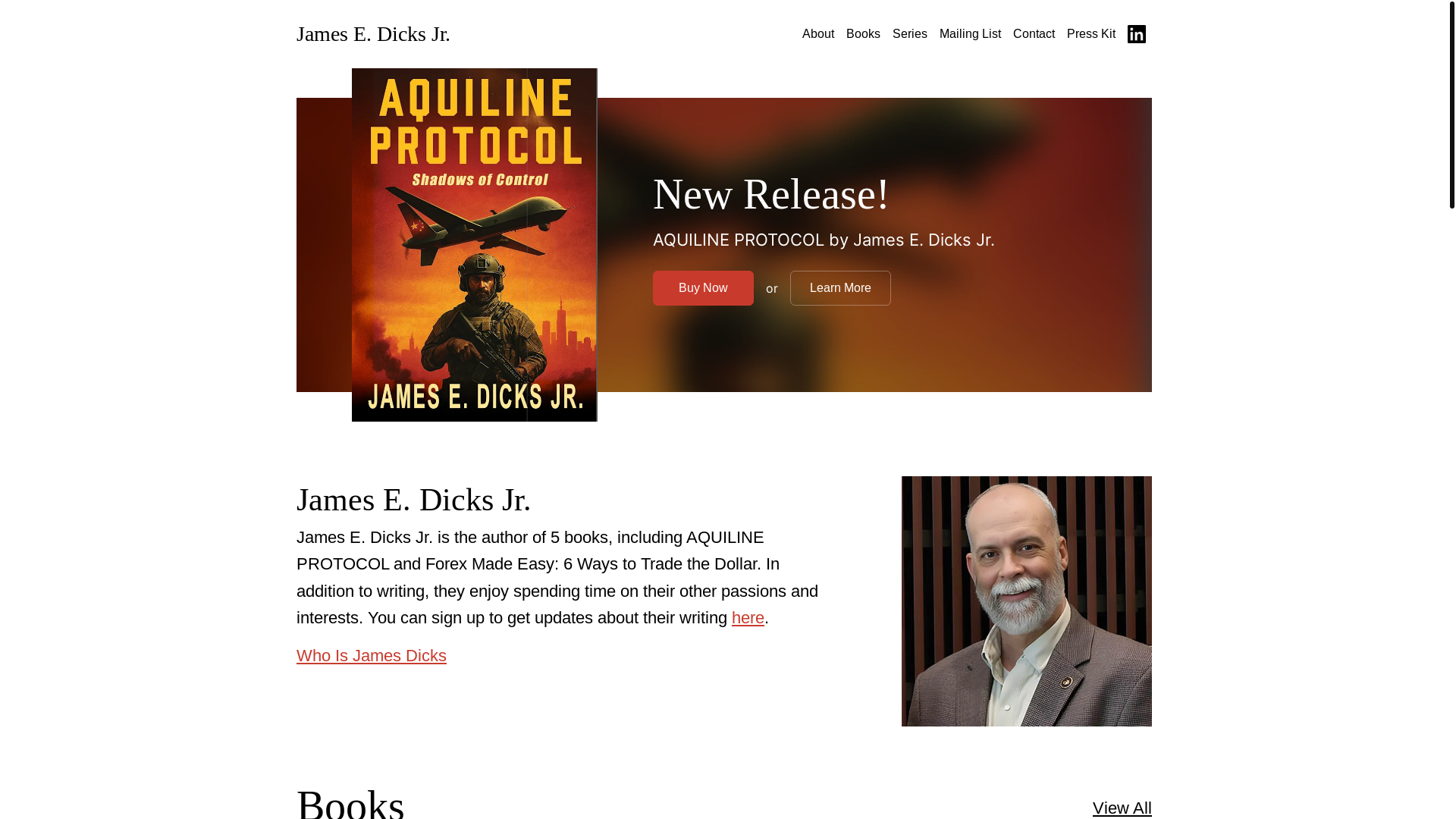 website screenshot of https://jamesedicksbooks.com/