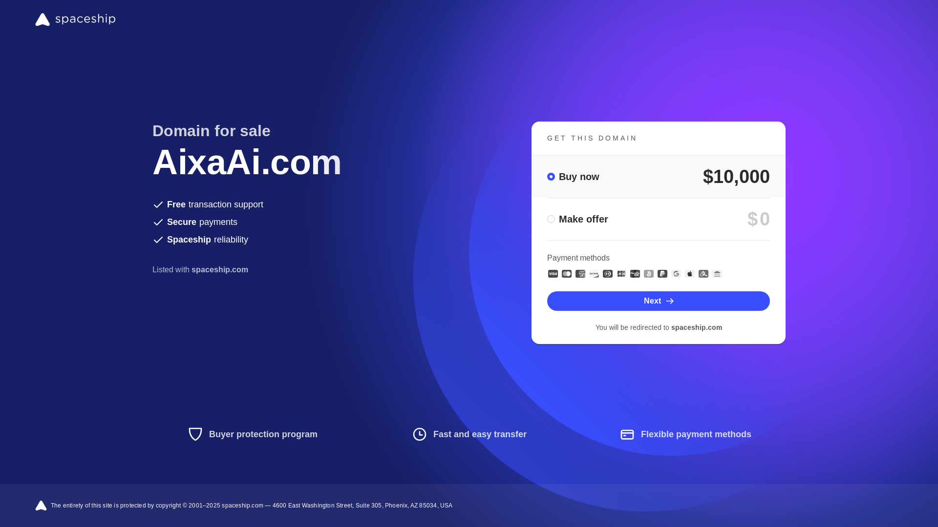 website screenshot of https://aixaai.com/