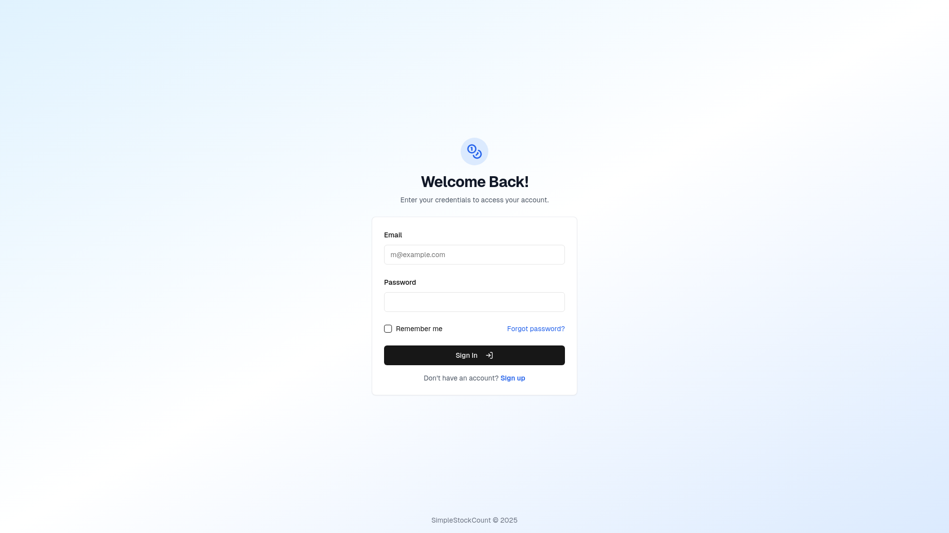 website screenshot of https://simplestockcount.com/
