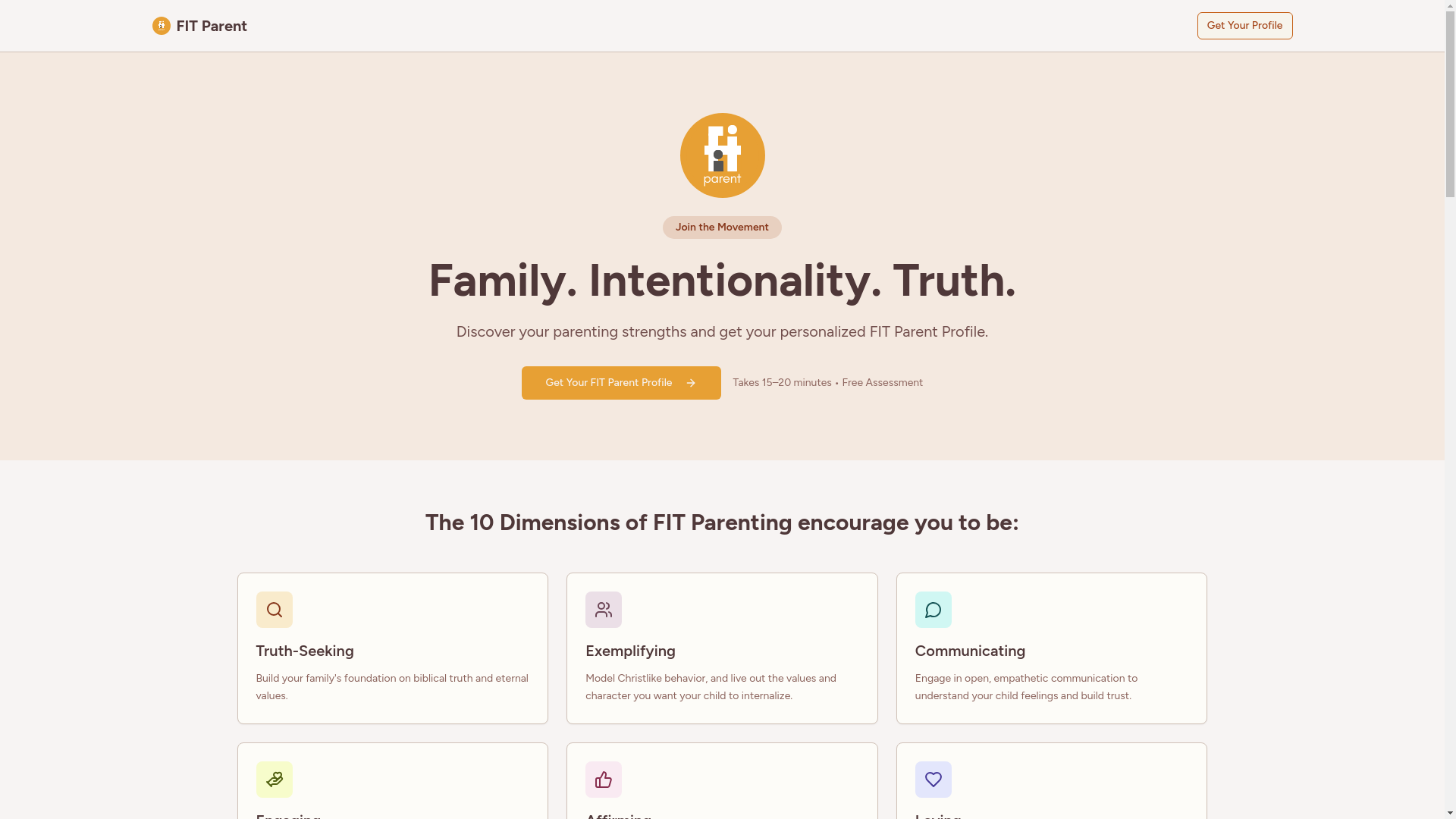 website screenshot of https://fit-parent-landing.pages.dev/