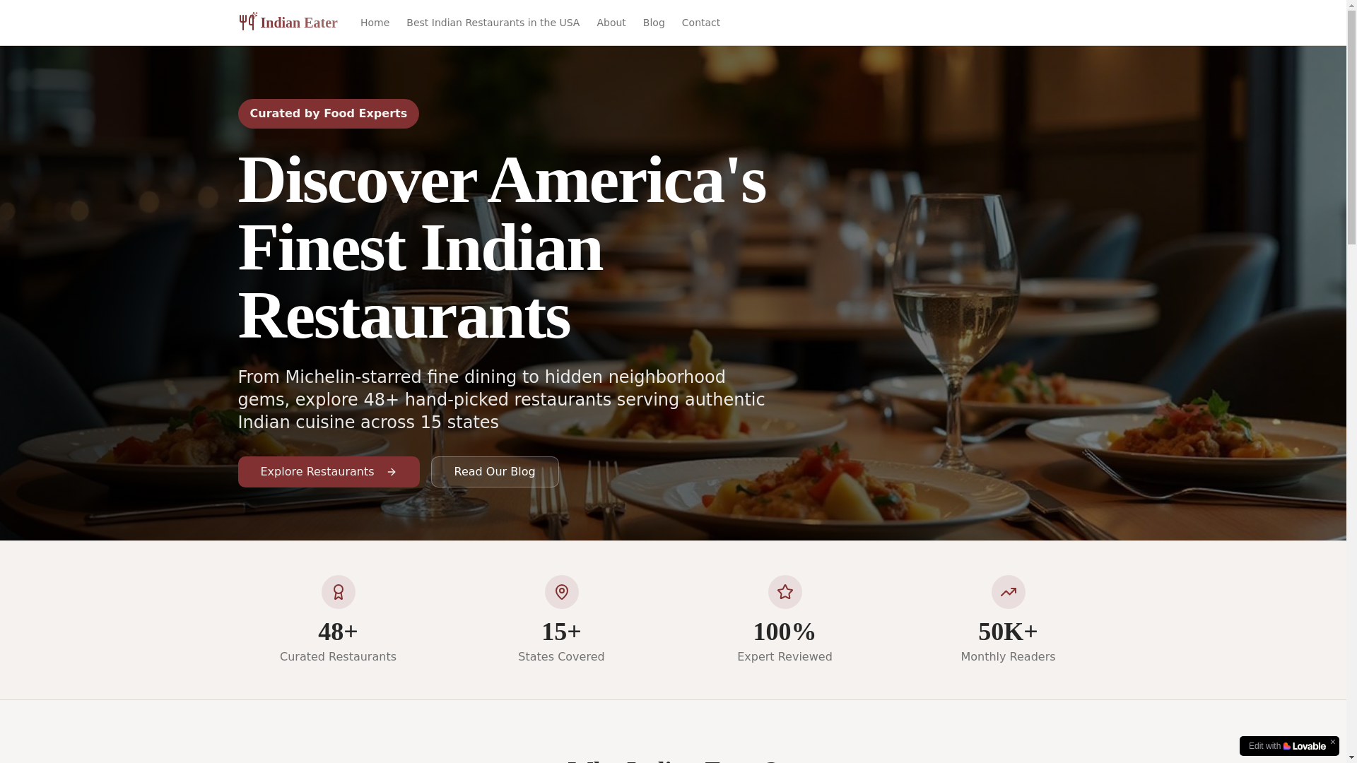 website screenshot of https://american-eats-guide.com/