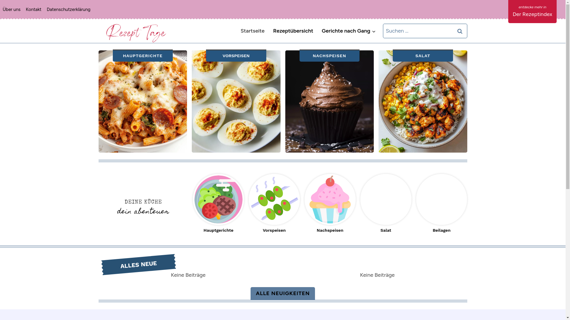 website screenshot of https://rezepttage.com/