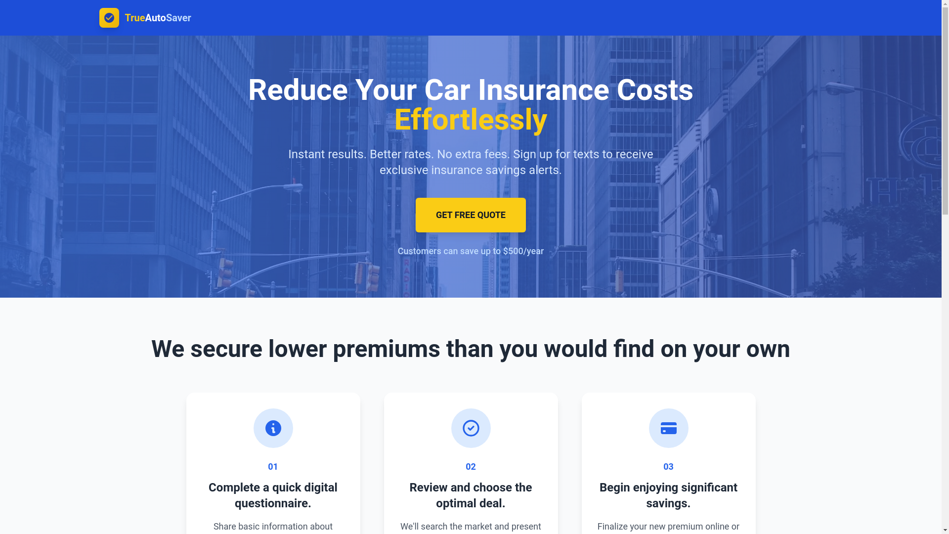 website screenshot of https://trueautosaver.pages.dev/