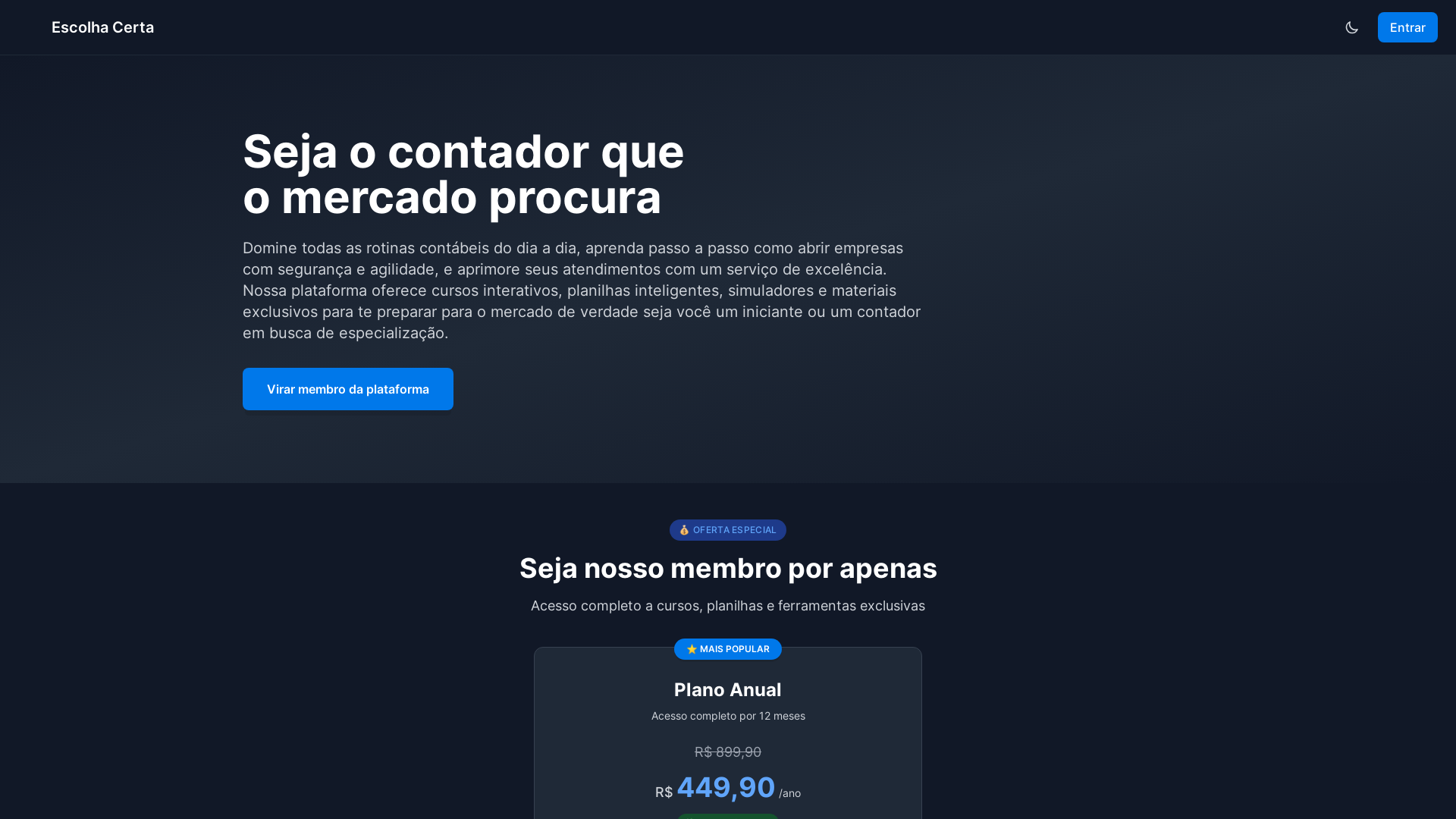 website screenshot of https://escolhacertavibe.pages.dev/