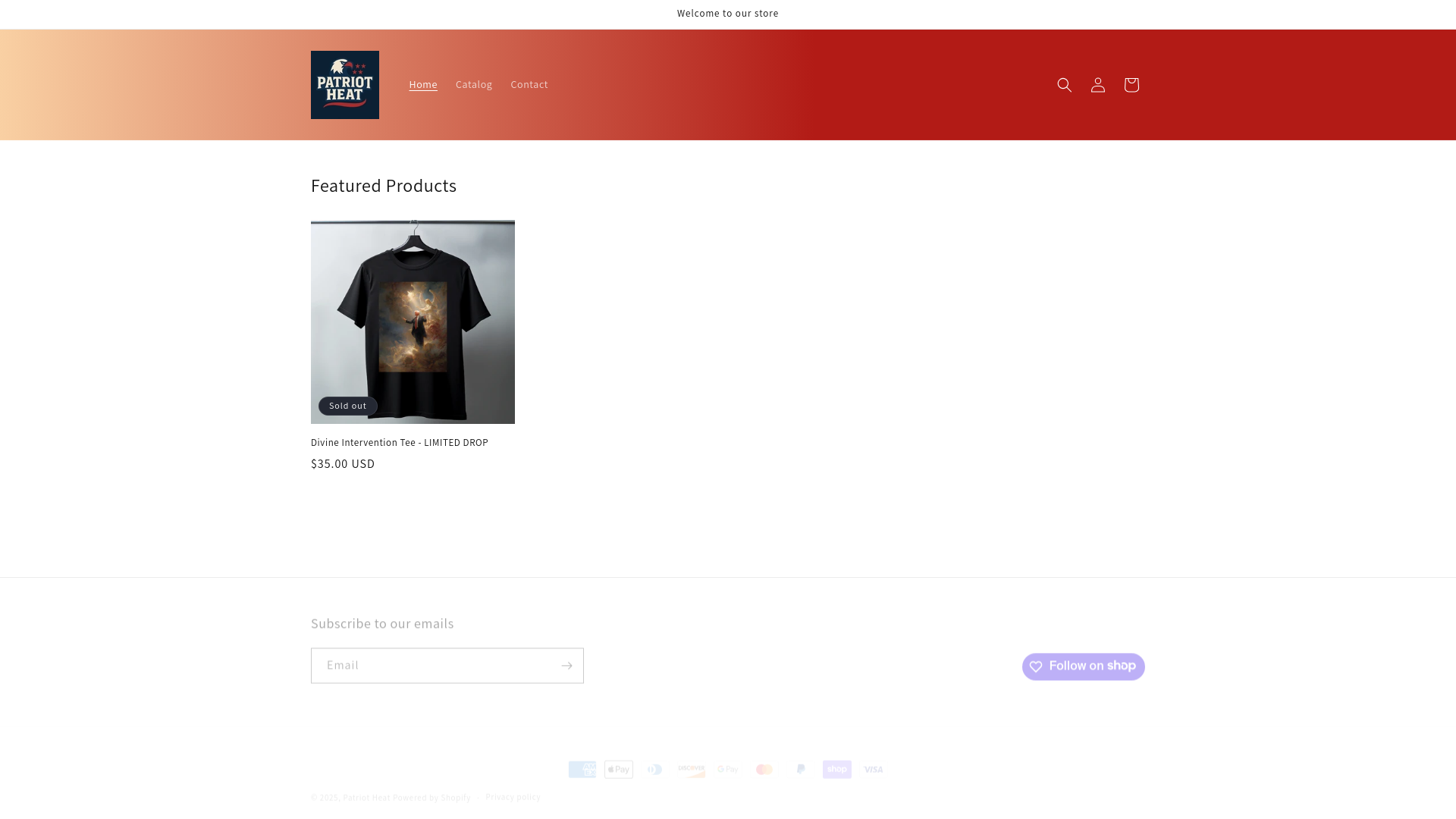 website screenshot of https://patriotheat.store/