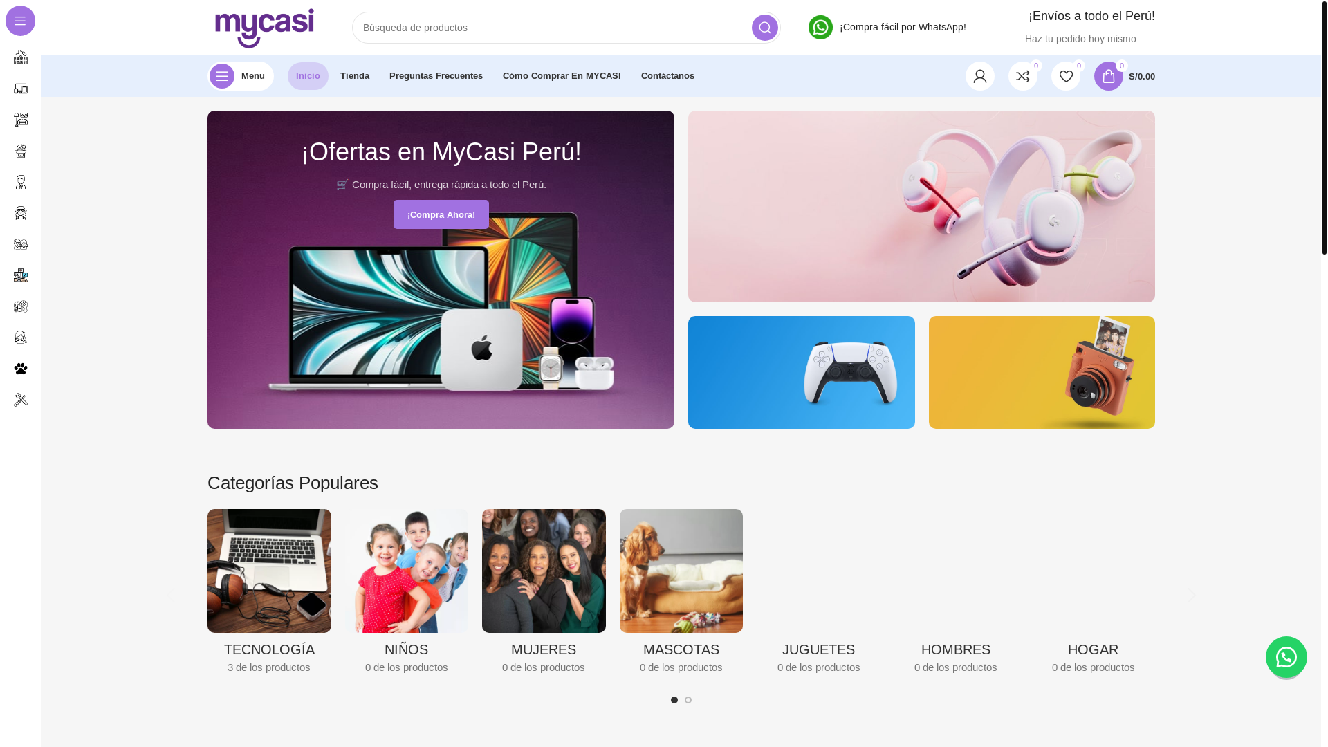 website screenshot of https://mycasi.pe/