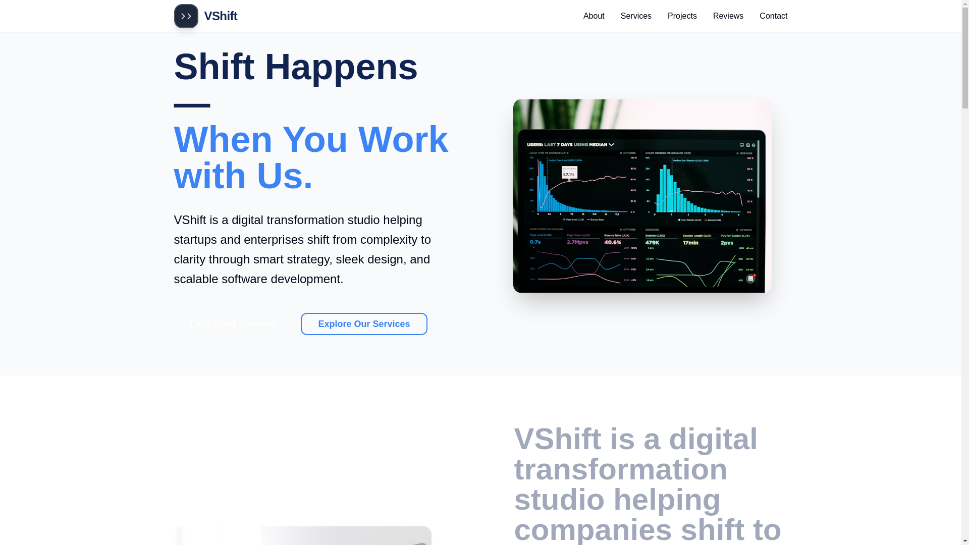 website screenshot of https://vshift-tech.com/
