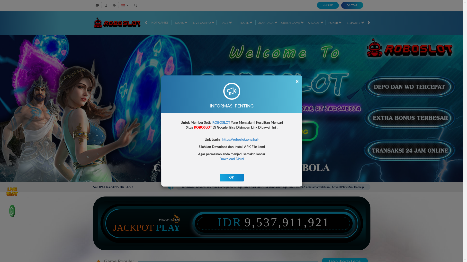 website screenshot of https://roboslotonline.com/