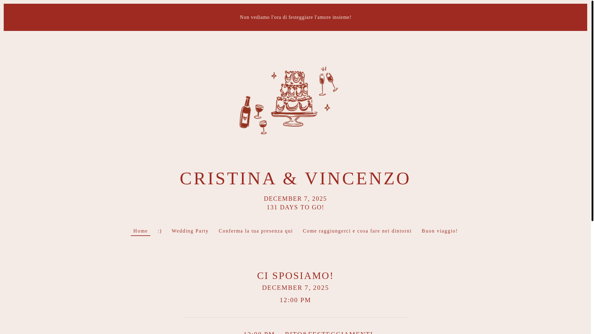website screenshot of https://cristinaevincenzo.com/