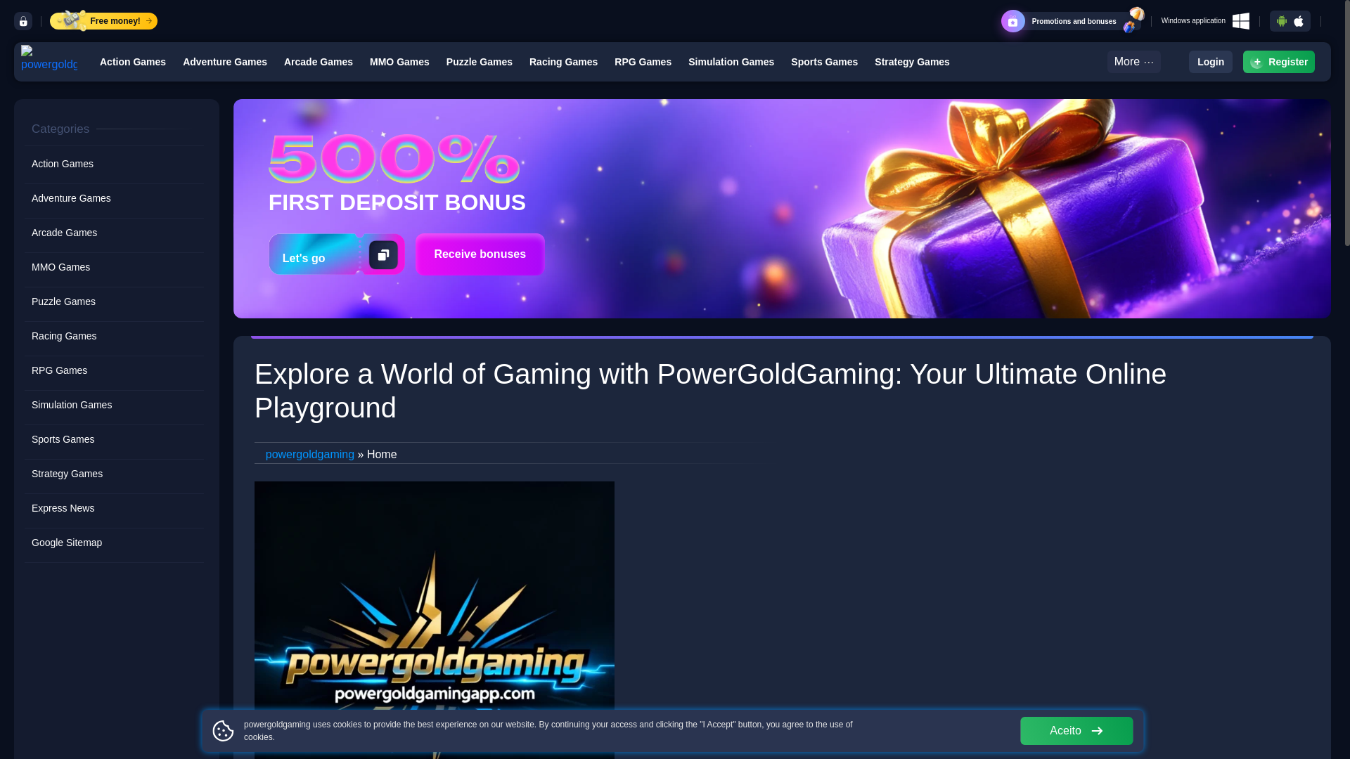 website screenshot of https://powergoldgamingapp.com/