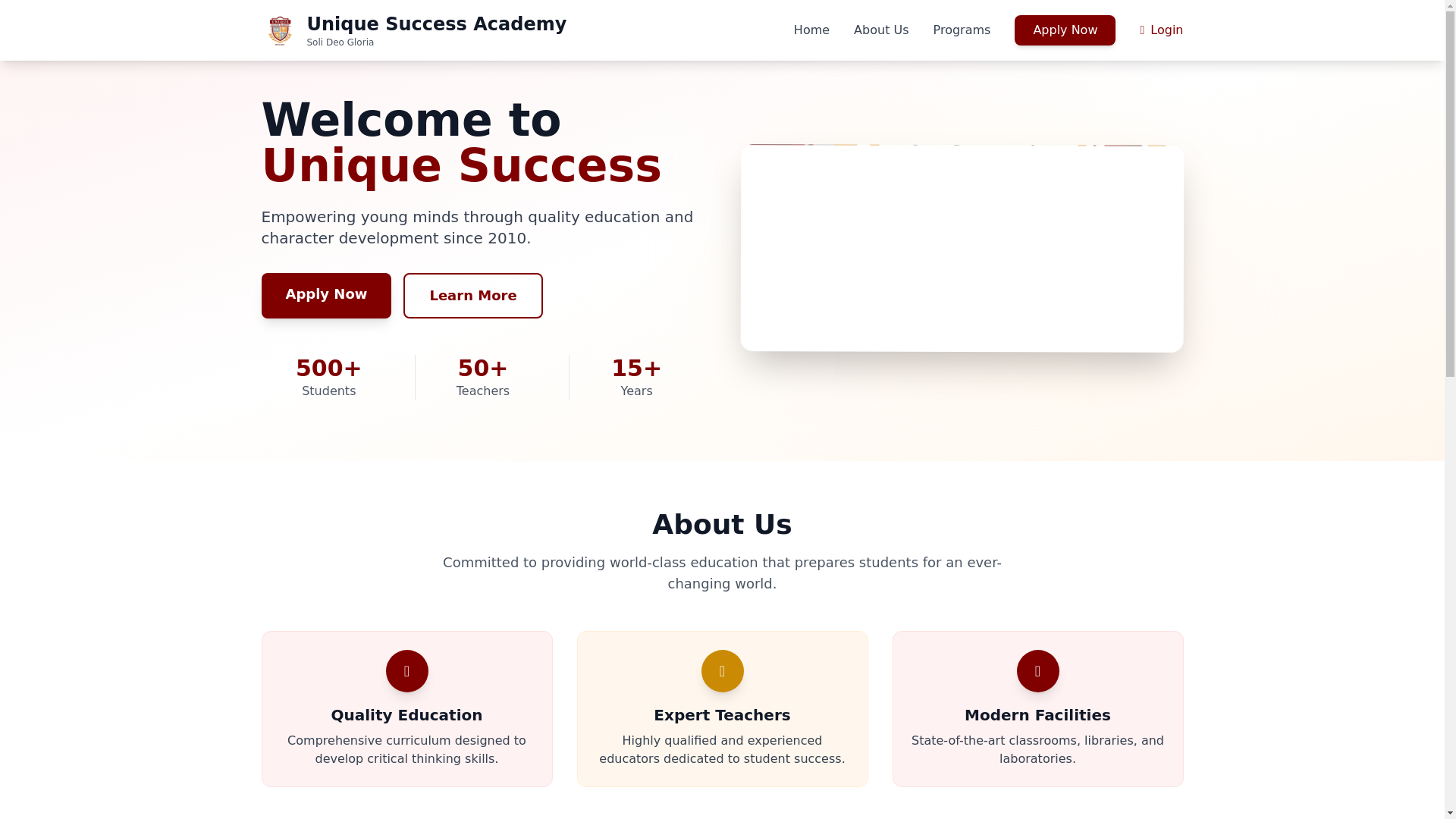 website screenshot of https://uniquesuccessacademy.edu.gh/