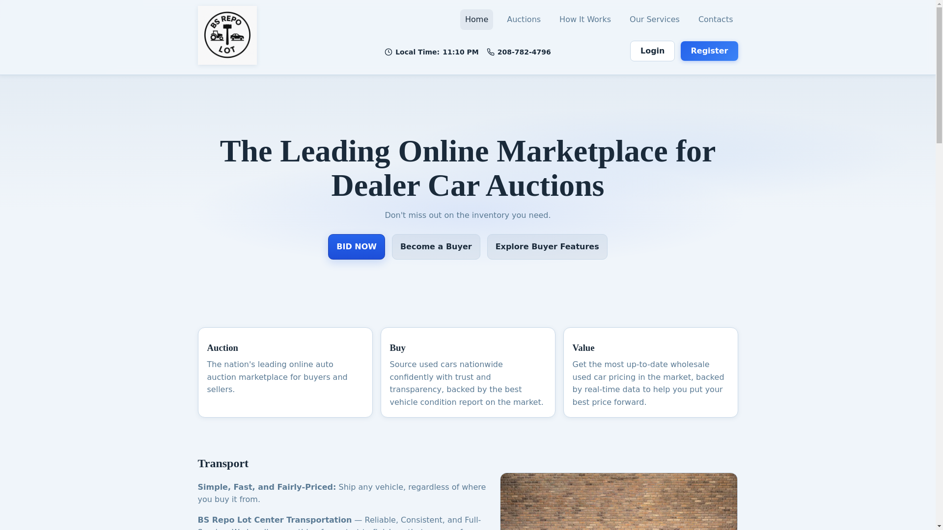 website screenshot of https://bsrepolot.com/