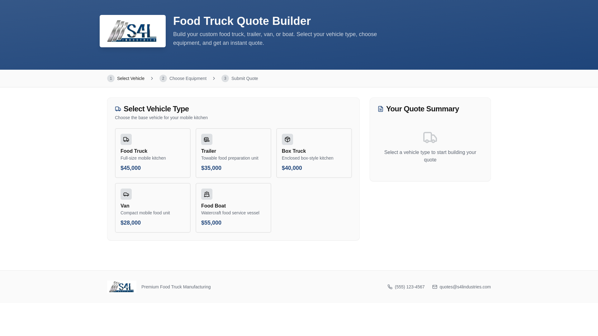 website screenshot of https://foodtruckquote.org/
