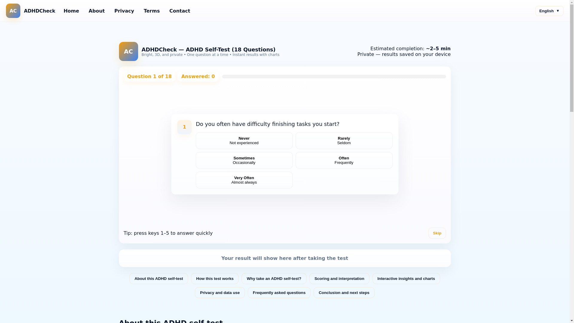 website screenshot of https://adhdcheck.online/