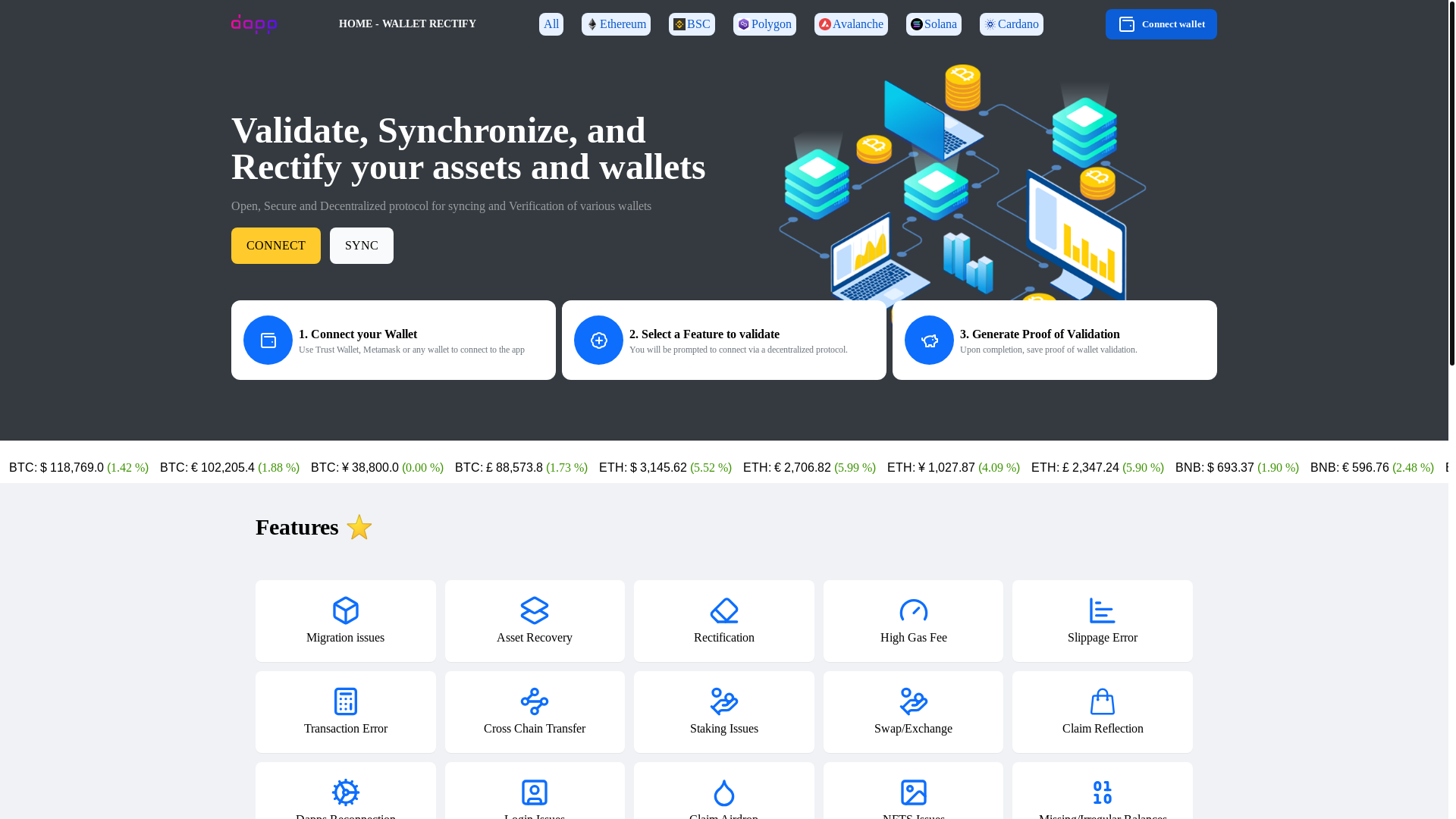 website screenshot of https://mainnet-validate-sync.pages.dev/