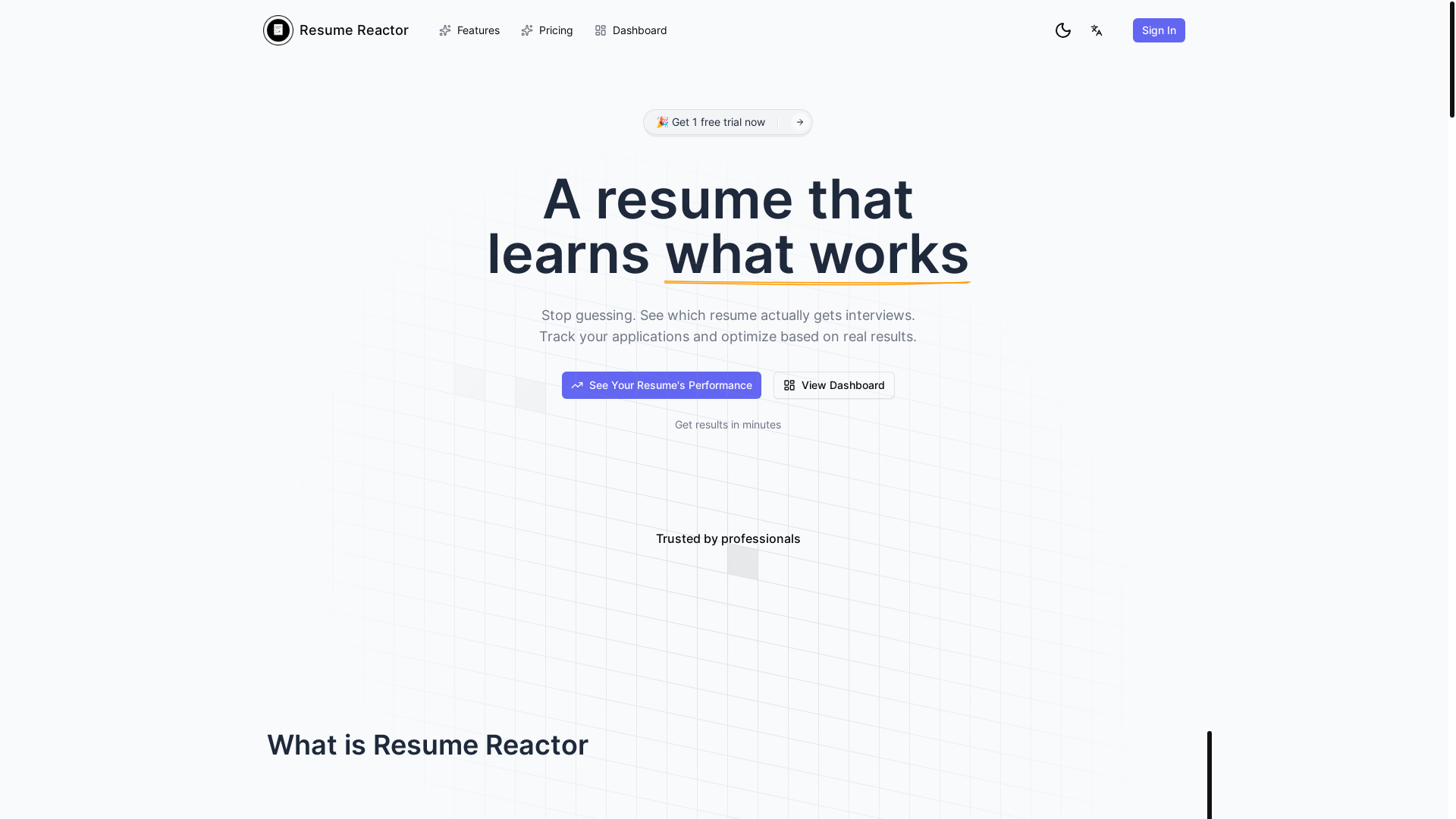 website screenshot of https://resumereactor.app/