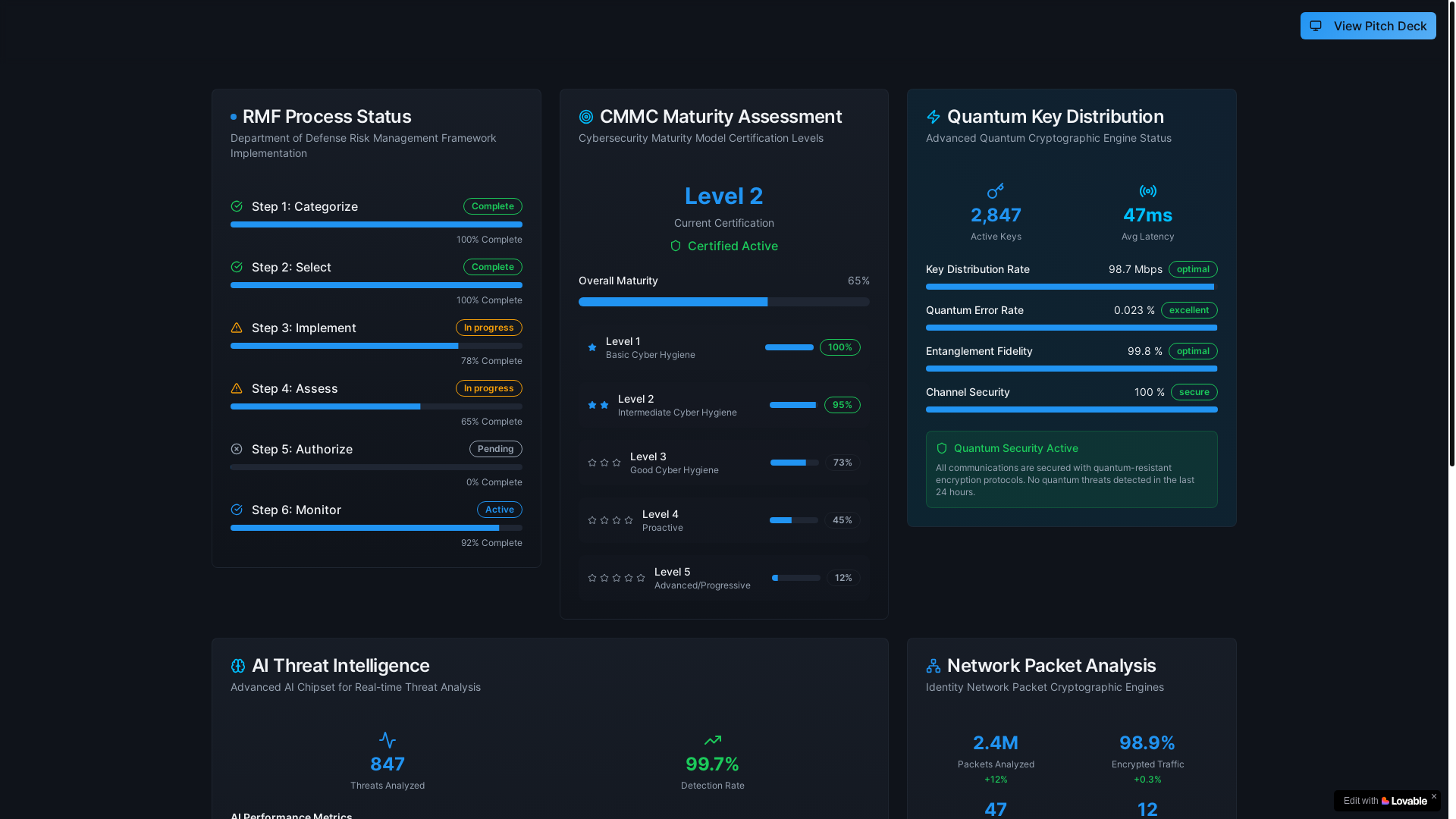 website screenshot of https://quantumsecureaidefense.org/