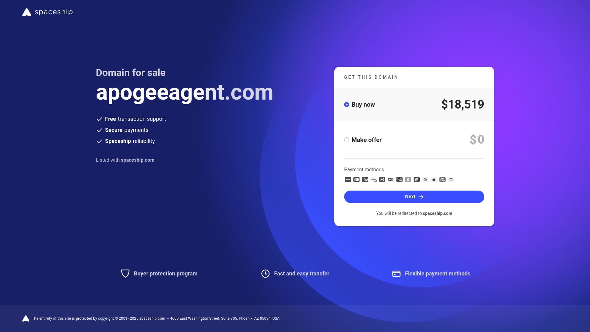 website screenshot of https://apogeeagent.com/
