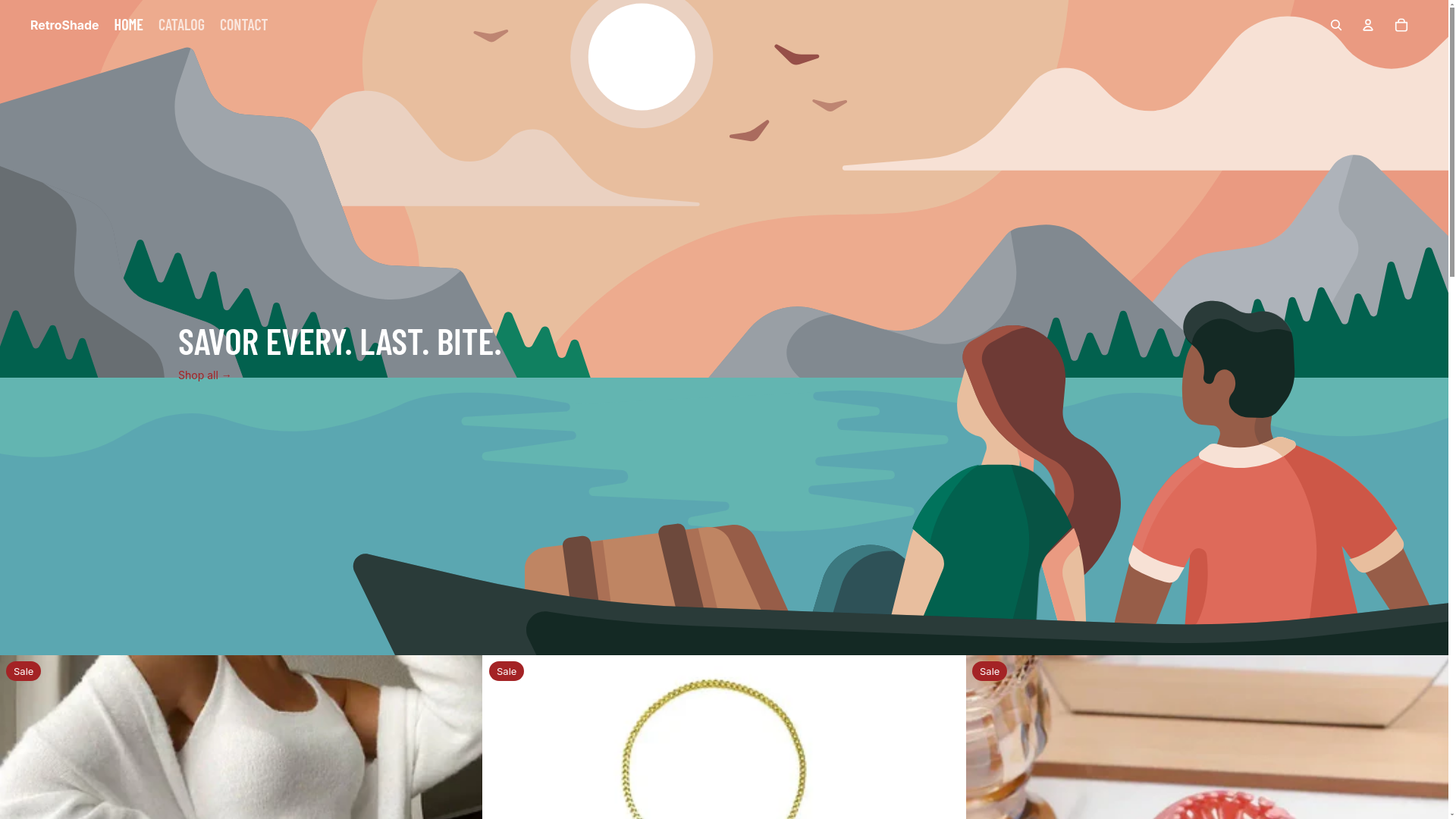 website screenshot of https://retroshade.store/