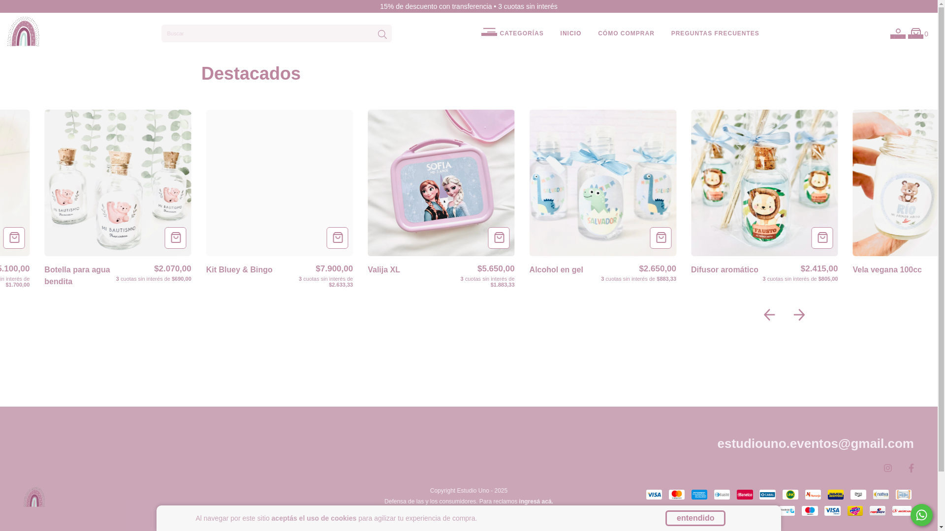 website screenshot of https://estudiounoeventos.com.ar/