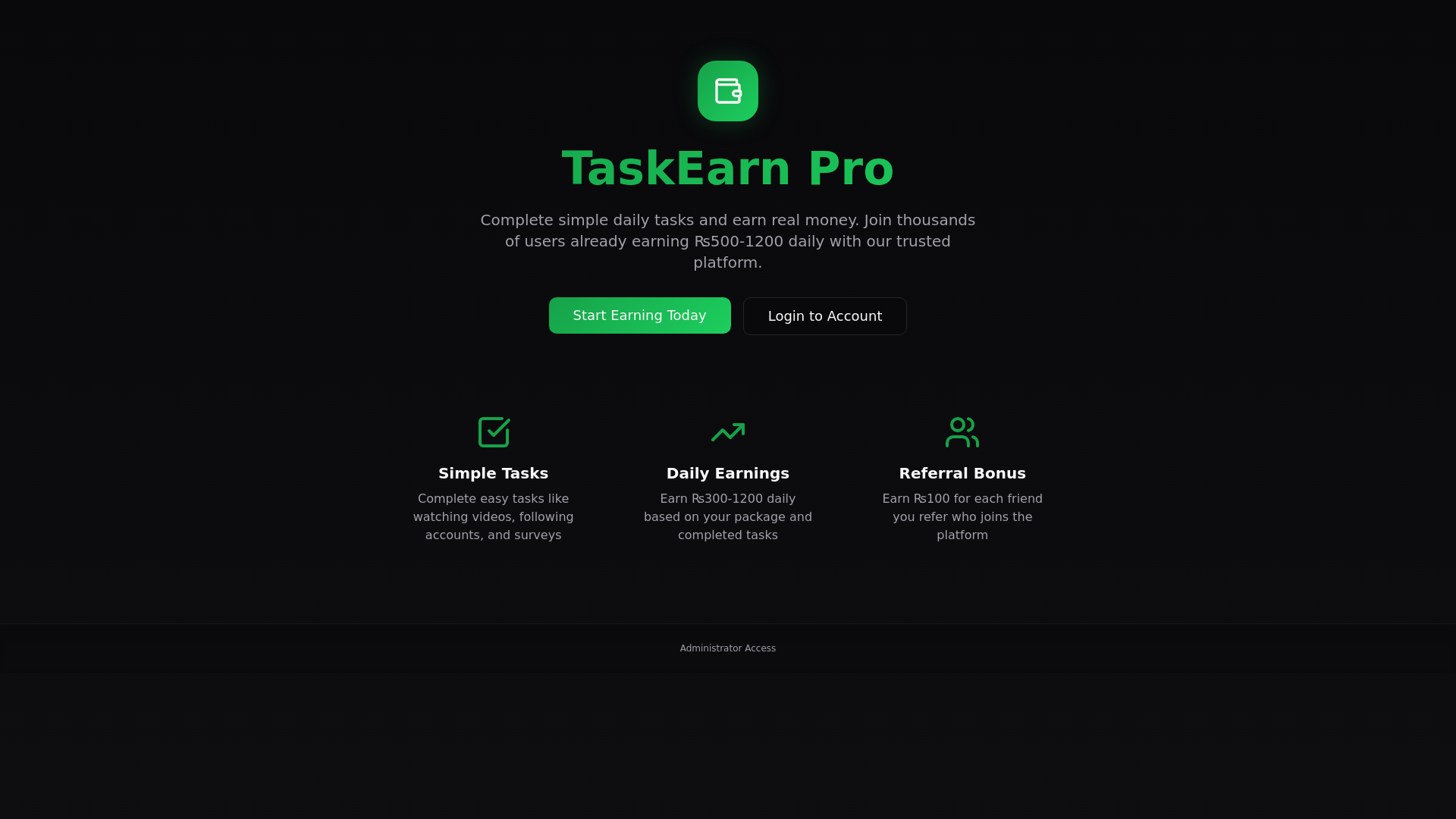 website screenshot of https://taskearnpro.online/