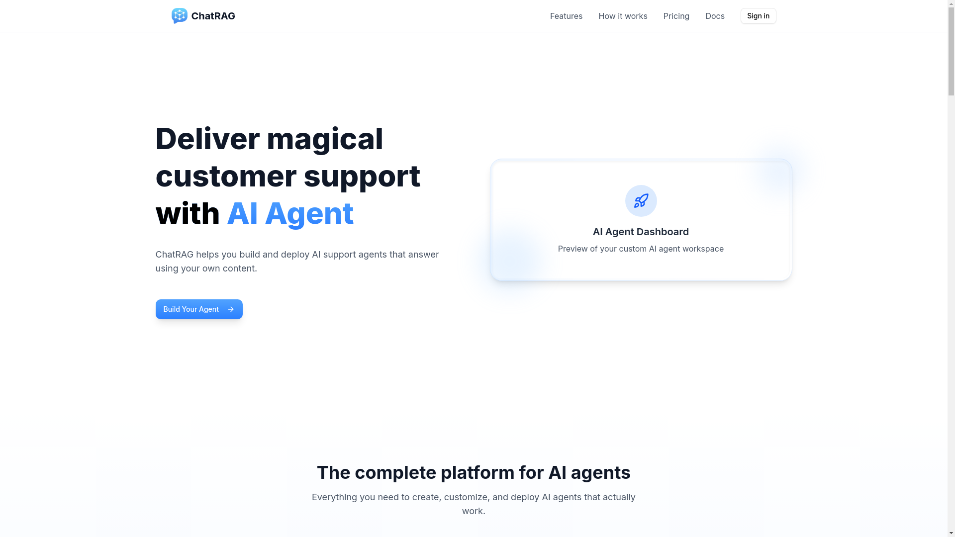 website screenshot of https://chatrag.co/