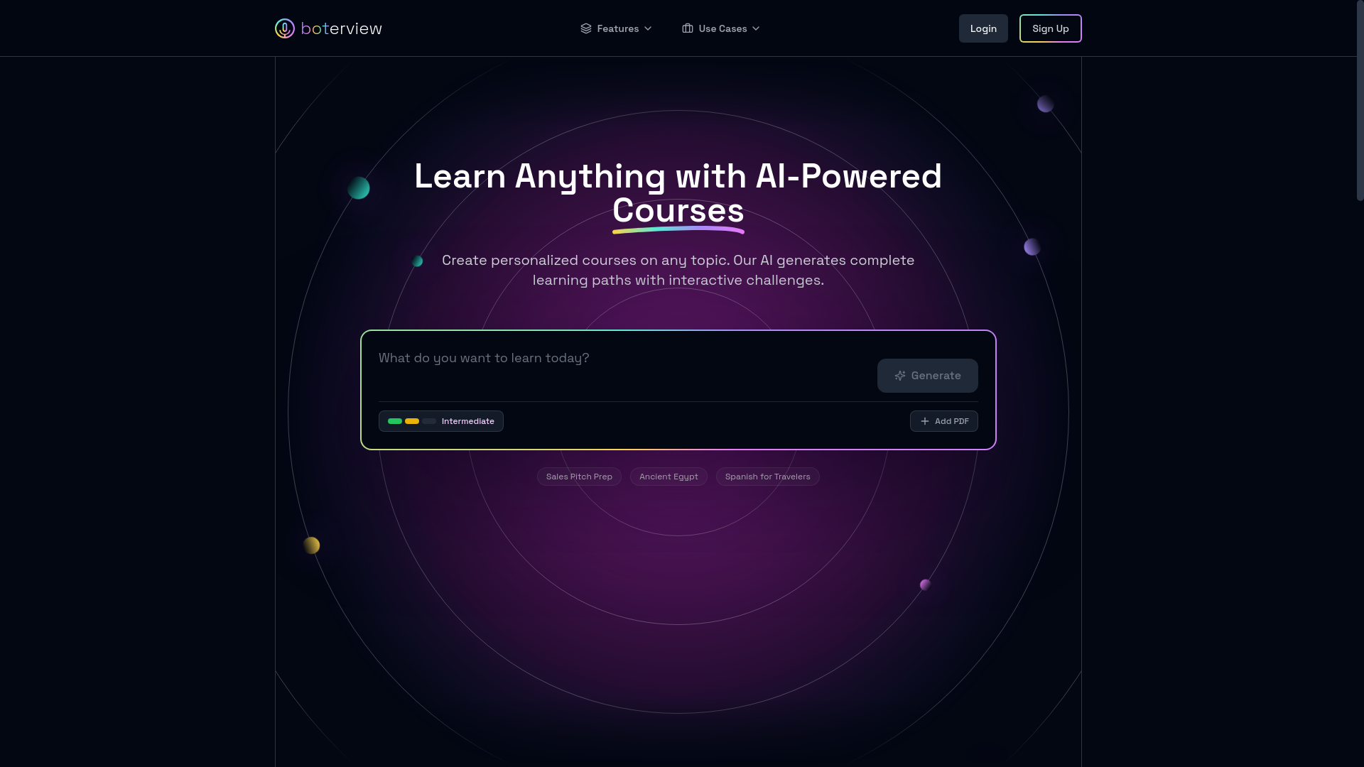 website screenshot of https://boterview.com