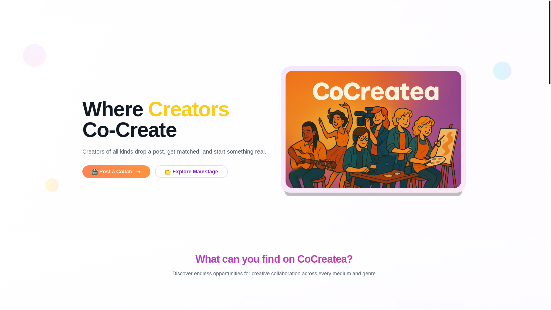 website screenshot of https://cocreatea.com/