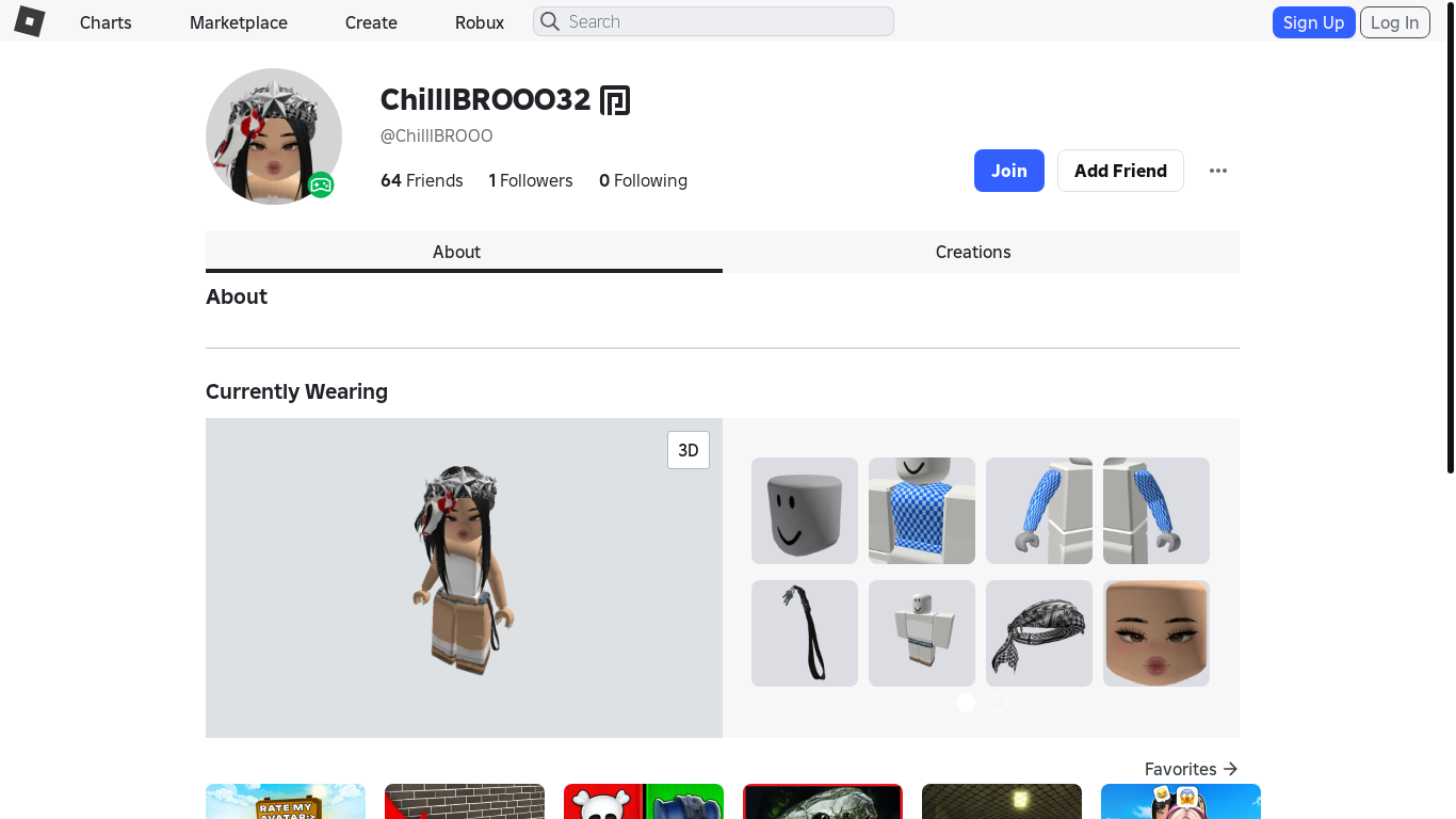 website screenshot of https://www-robloxe.com/users/334845004266/profile