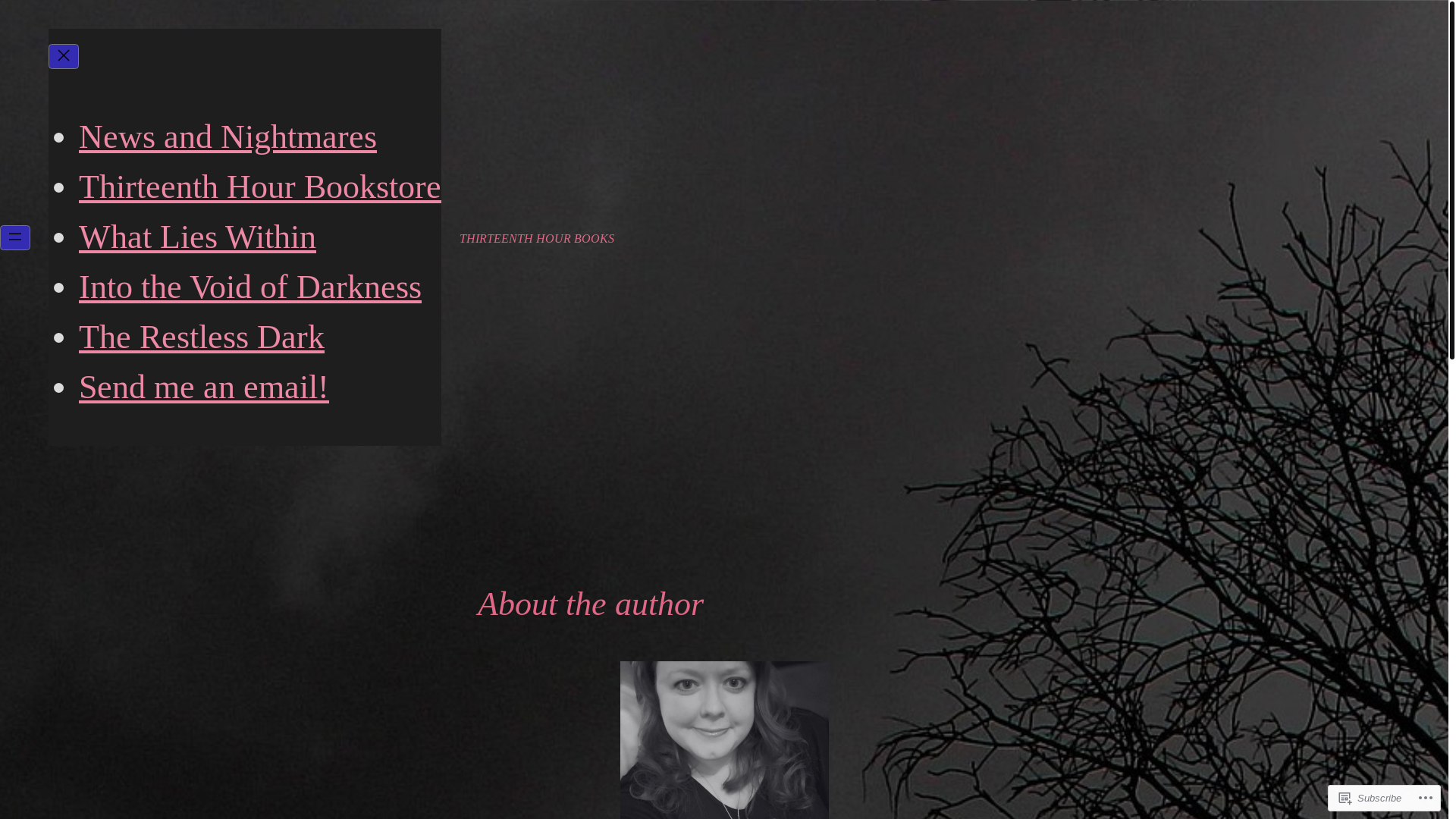 website screenshot of https://thirteenthhourbooks.com/