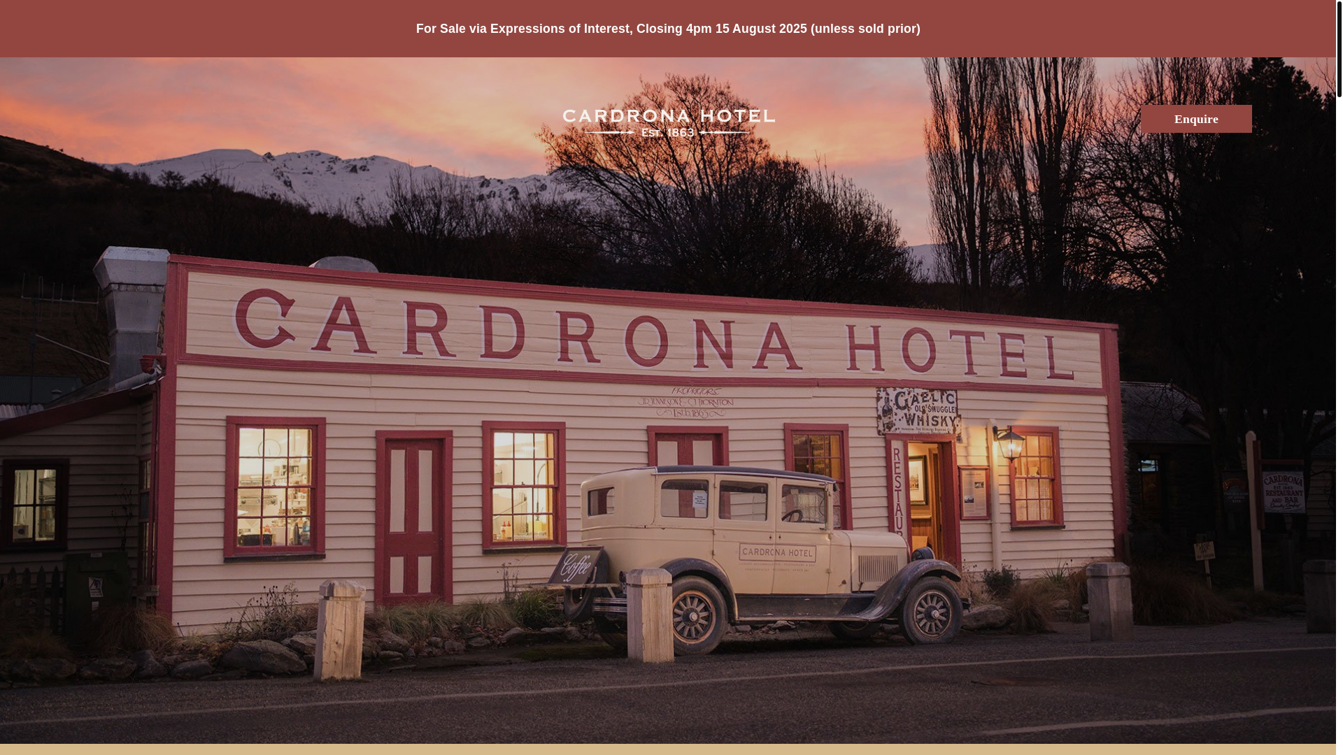 website screenshot of https://www.cardronahotelforsale.co.nz/