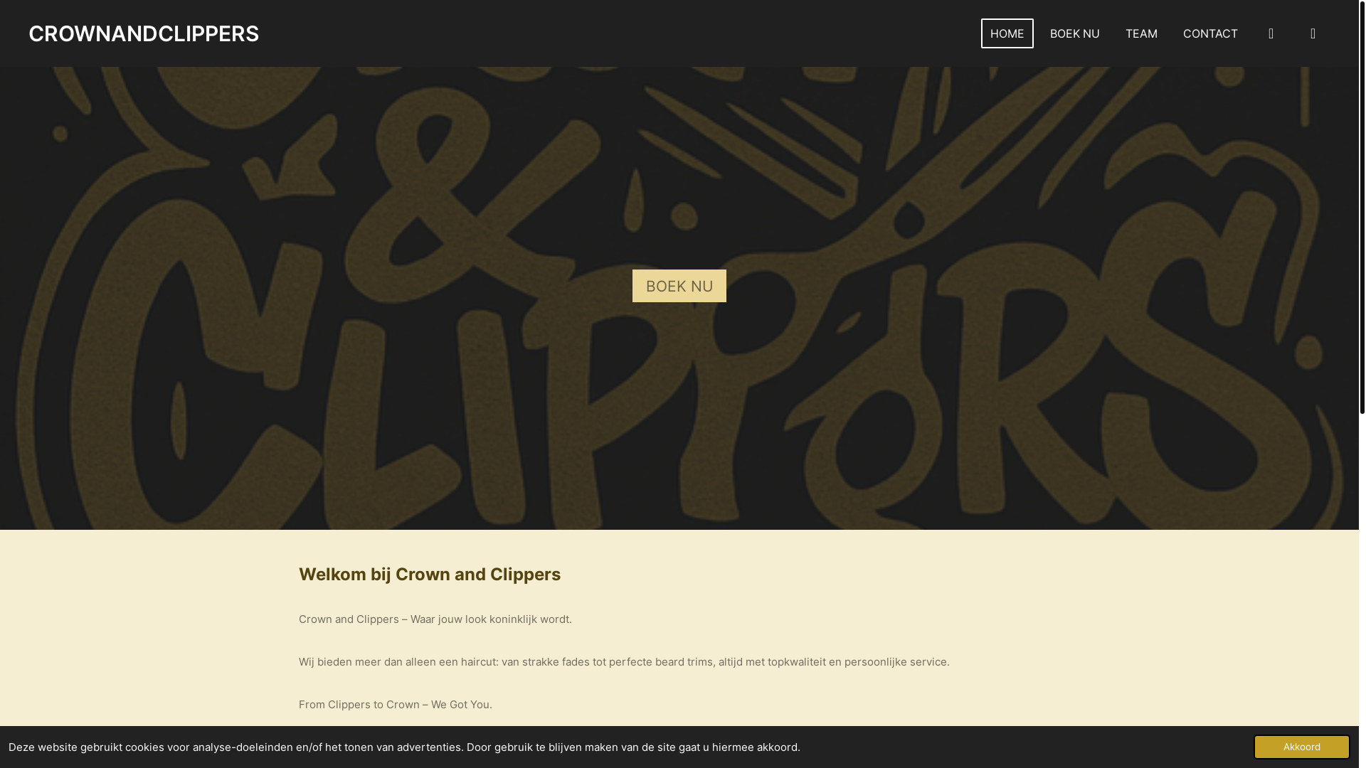 website screenshot of https://crownandclippers.nl/