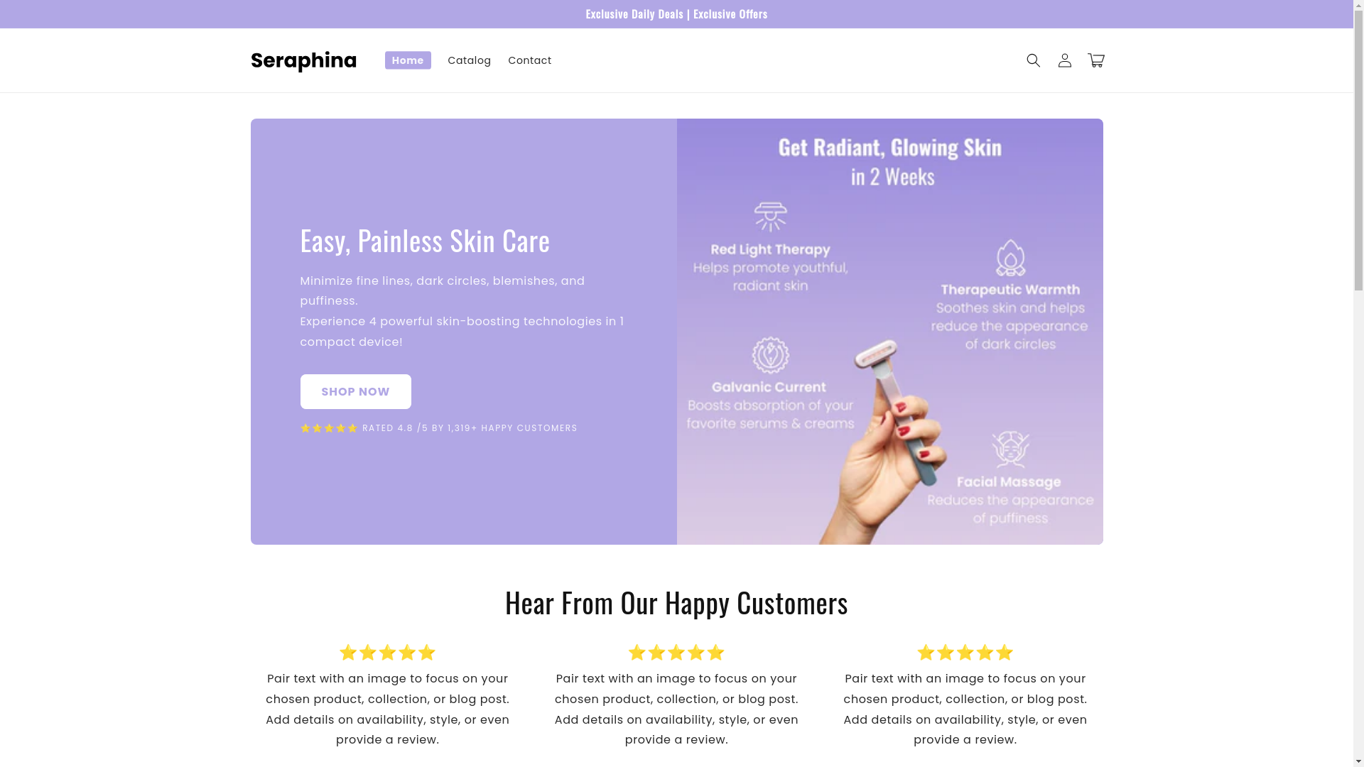 website screenshot of https://shopseraphina.online/