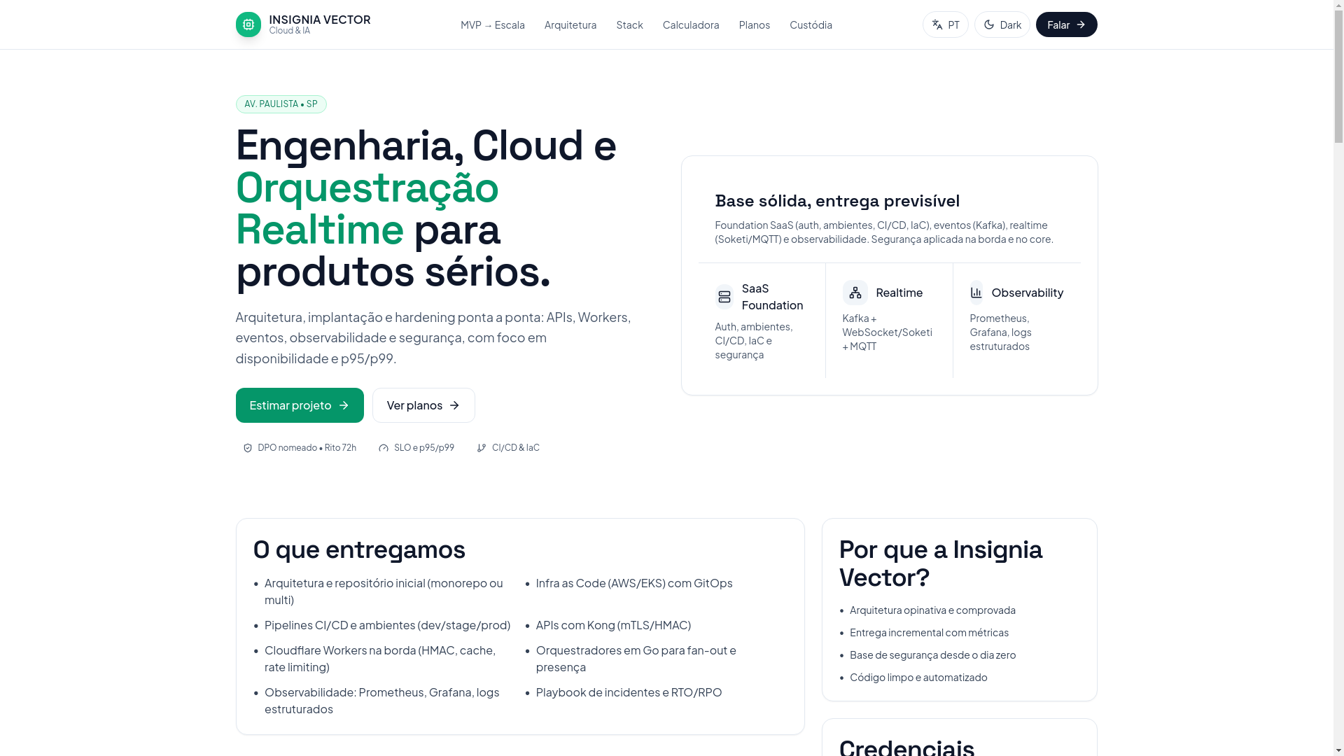 website screenshot of https://insigniavector.com.br/