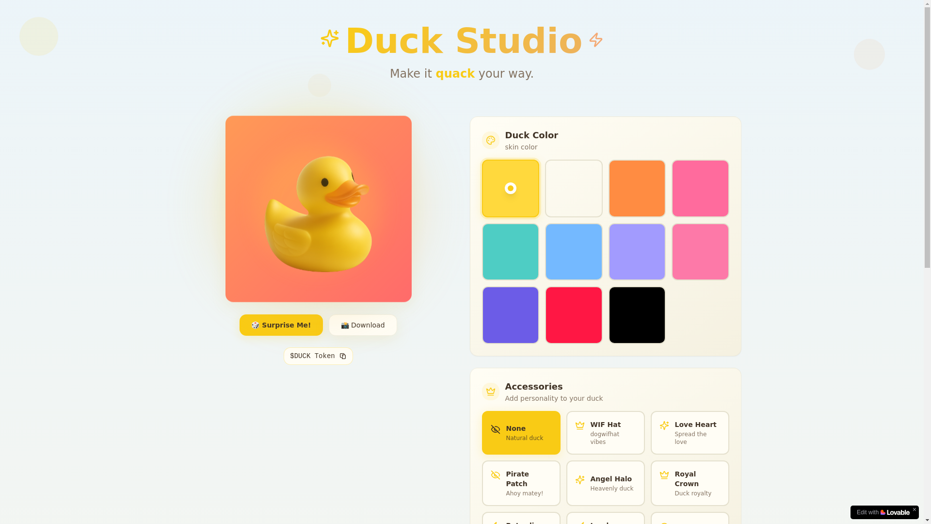 website screenshot of https://rubberduckcult.space/
